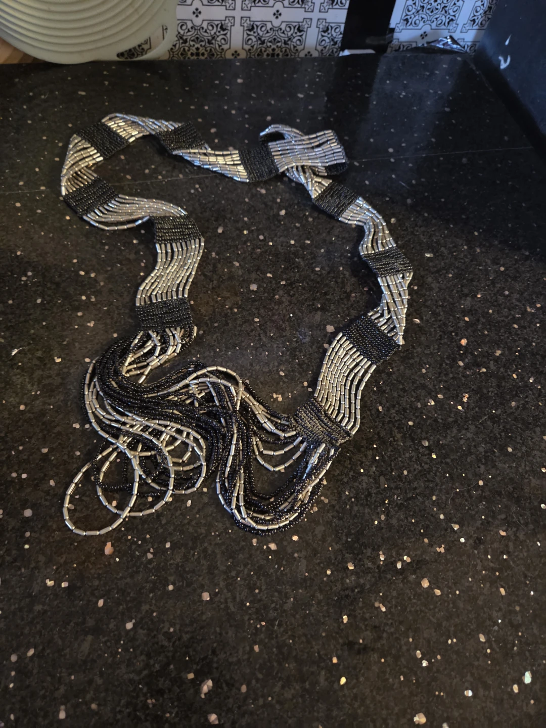 Black and Silver Beaded Necklace