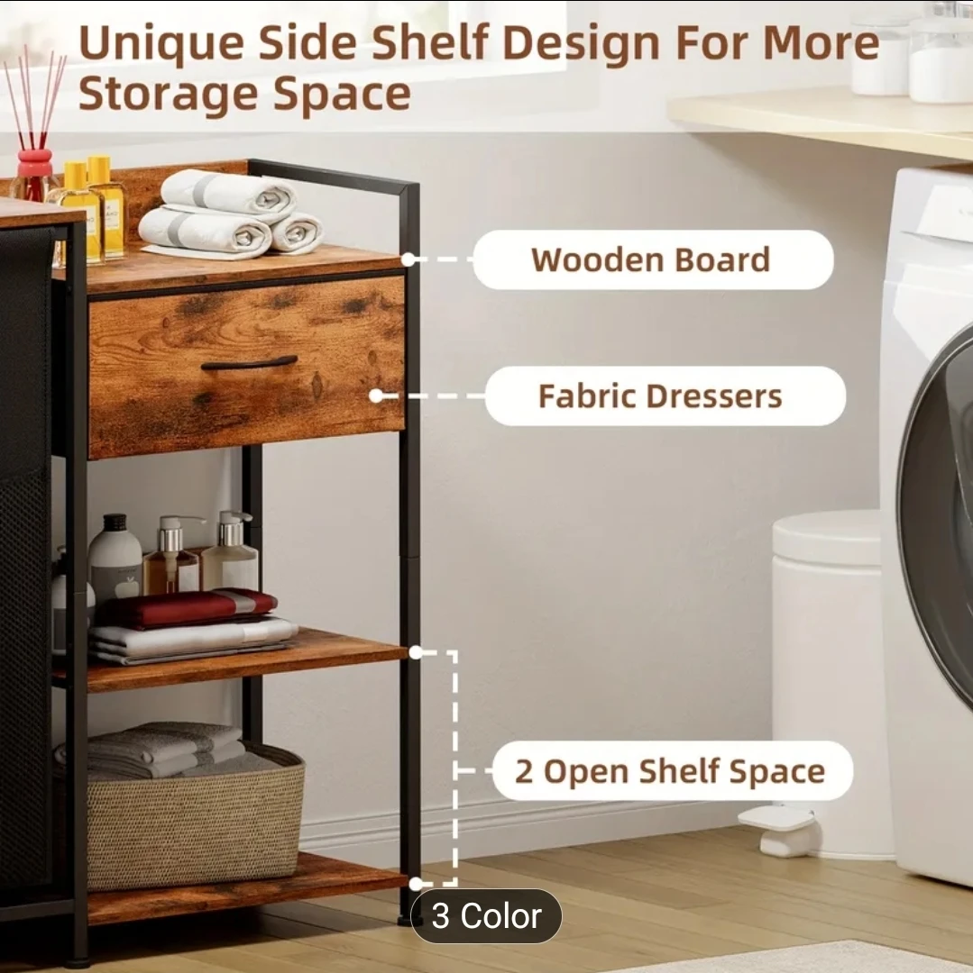 Brand new Laundry Hamper table wood Shelves and Fabric drawer - photo 3