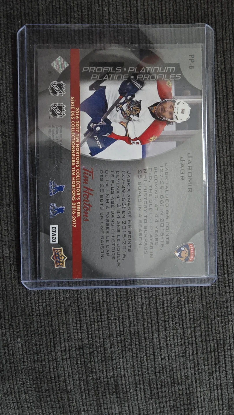 Tim Hortons Platinum Profiles Jaromir Jagr Hockey Card 2016-2017 - photo 2