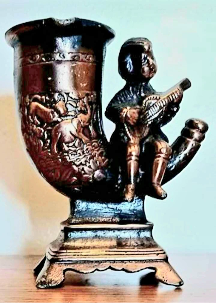 Vtg Bronze Statuette Ashtray