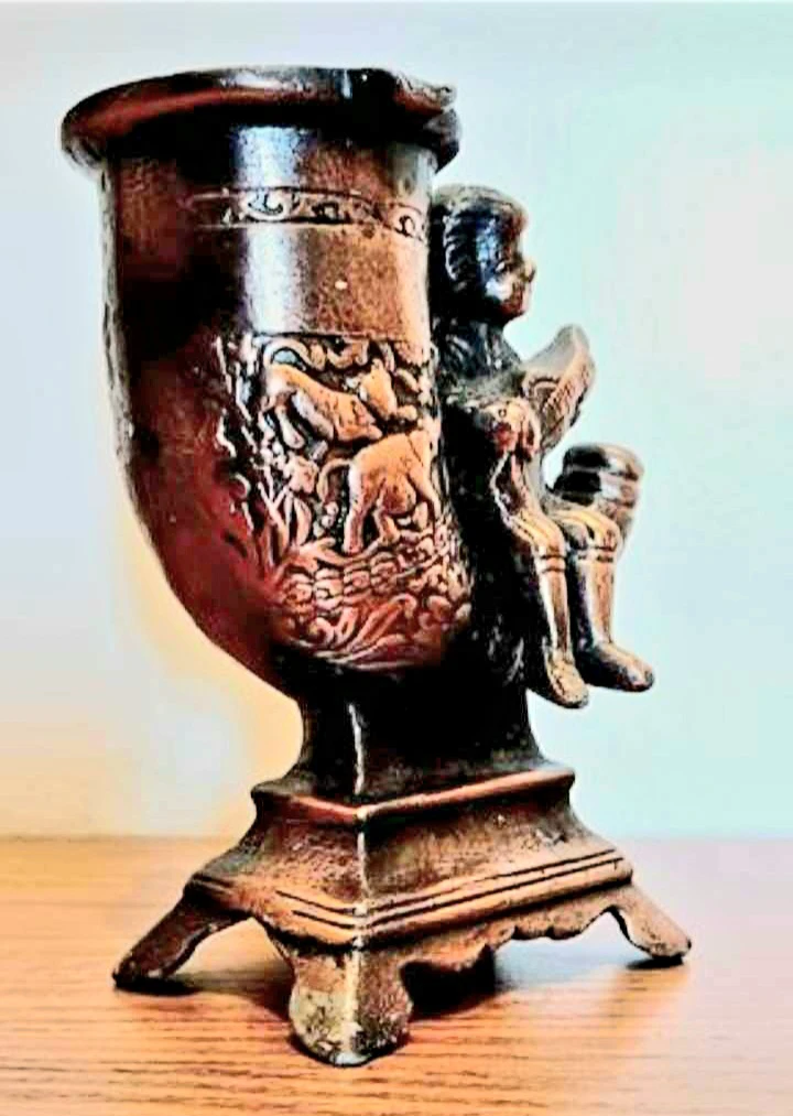 Vtg Bronze Statuette Ashtray - photo 2