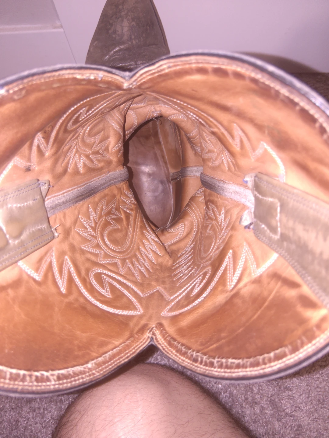 Light Grey Leather Cowboy Boots - photo 2