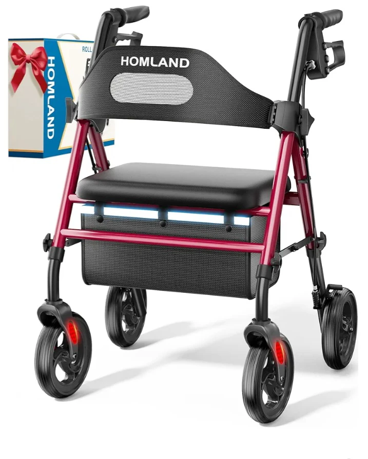 HOMLAND black and Red 4-Wheel Rollator Walker - photo 2