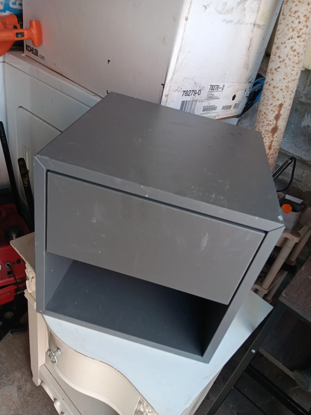 Grey Modern Nightstand with Drawer