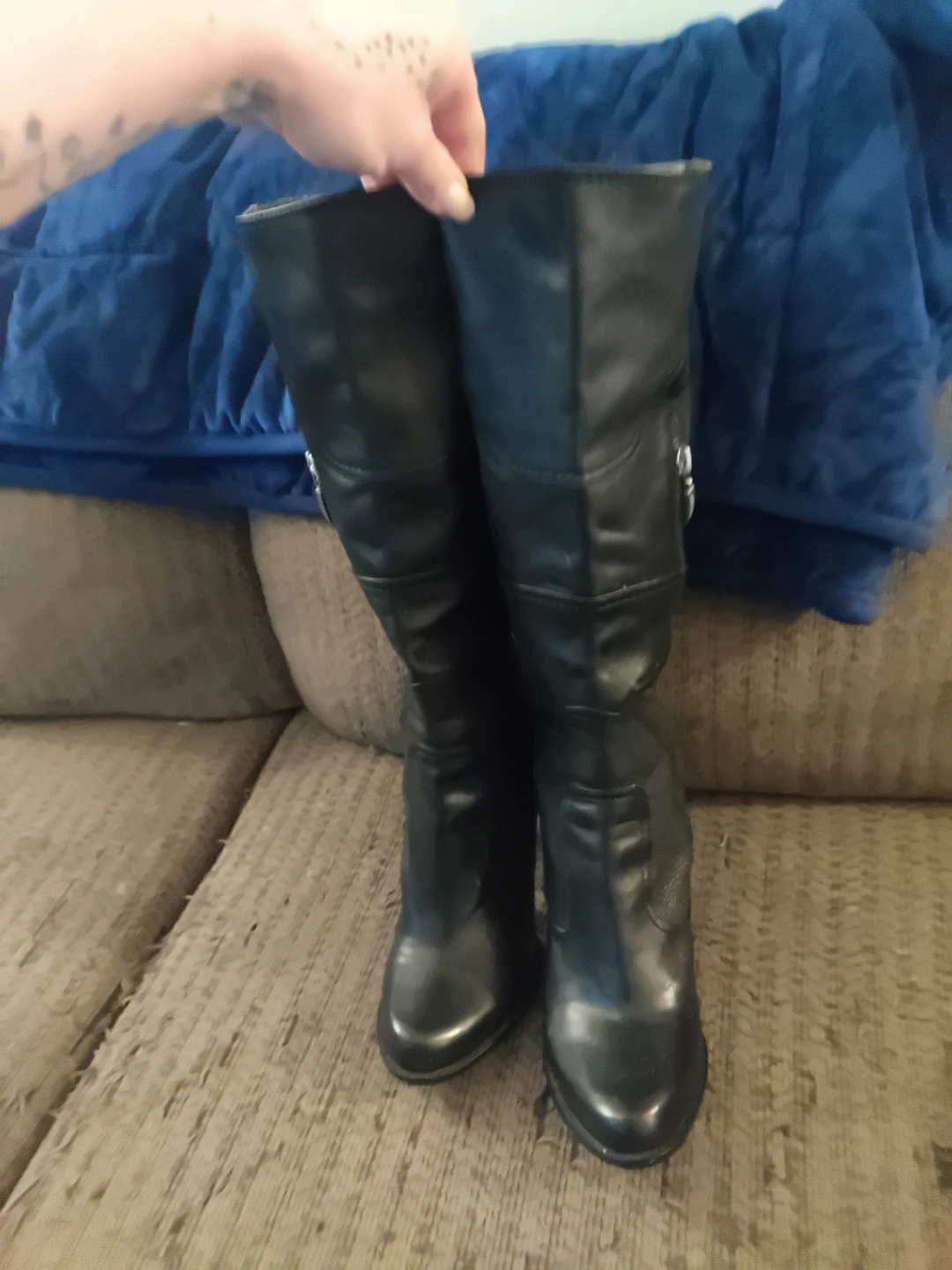 Guess Women's Black Leather Knee-High Boots