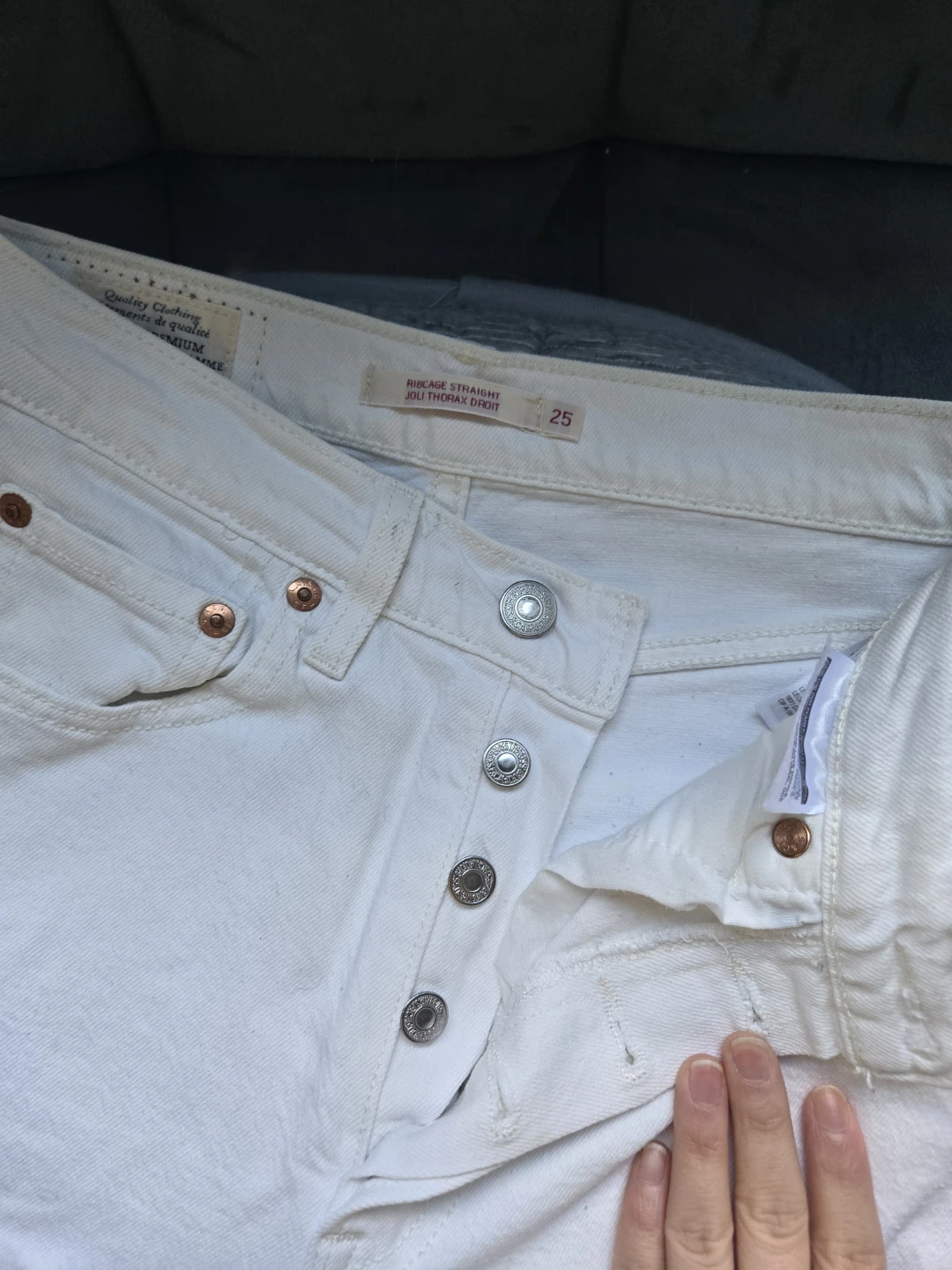 Levi's Ribcage Straight Jeans - White - Size 25