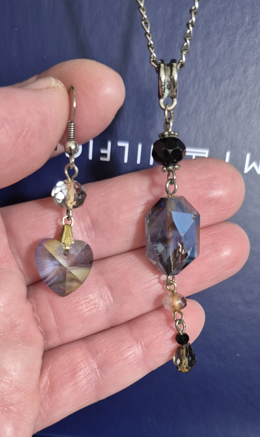 New Crystal Pendant Necklace and Earrings Set - photo 3