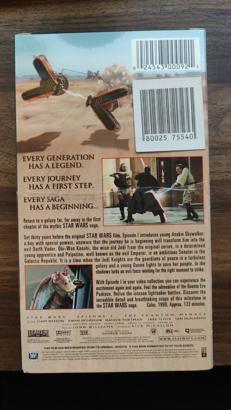 Star Wars Episode I: The Phantom Menace VHS - photo 2