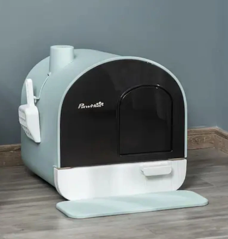PawHut Enclosed Cat Litter Box with Scoop and Mat - photo 2
