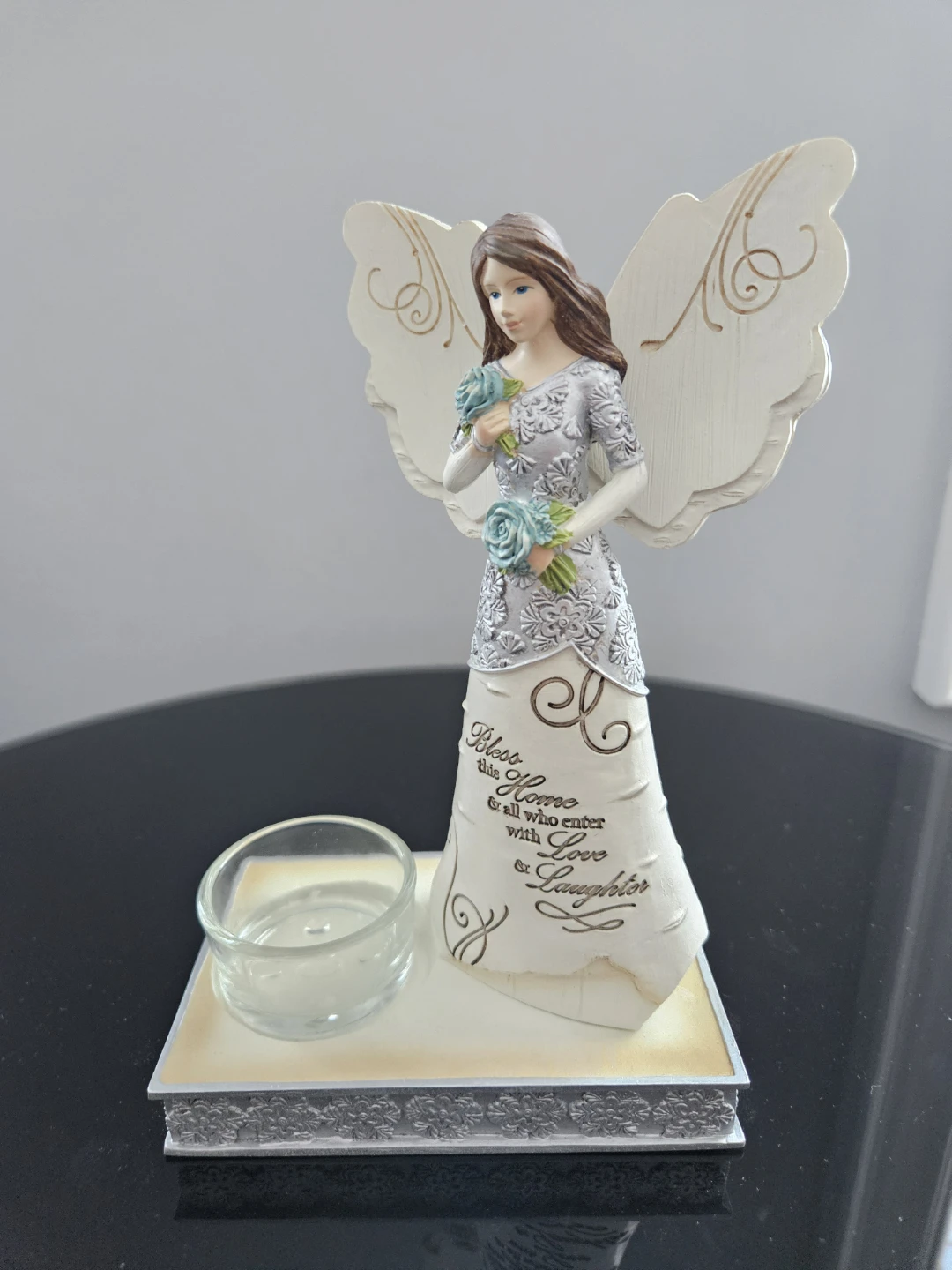 'Bless this Home' Angel with Tealight Holder