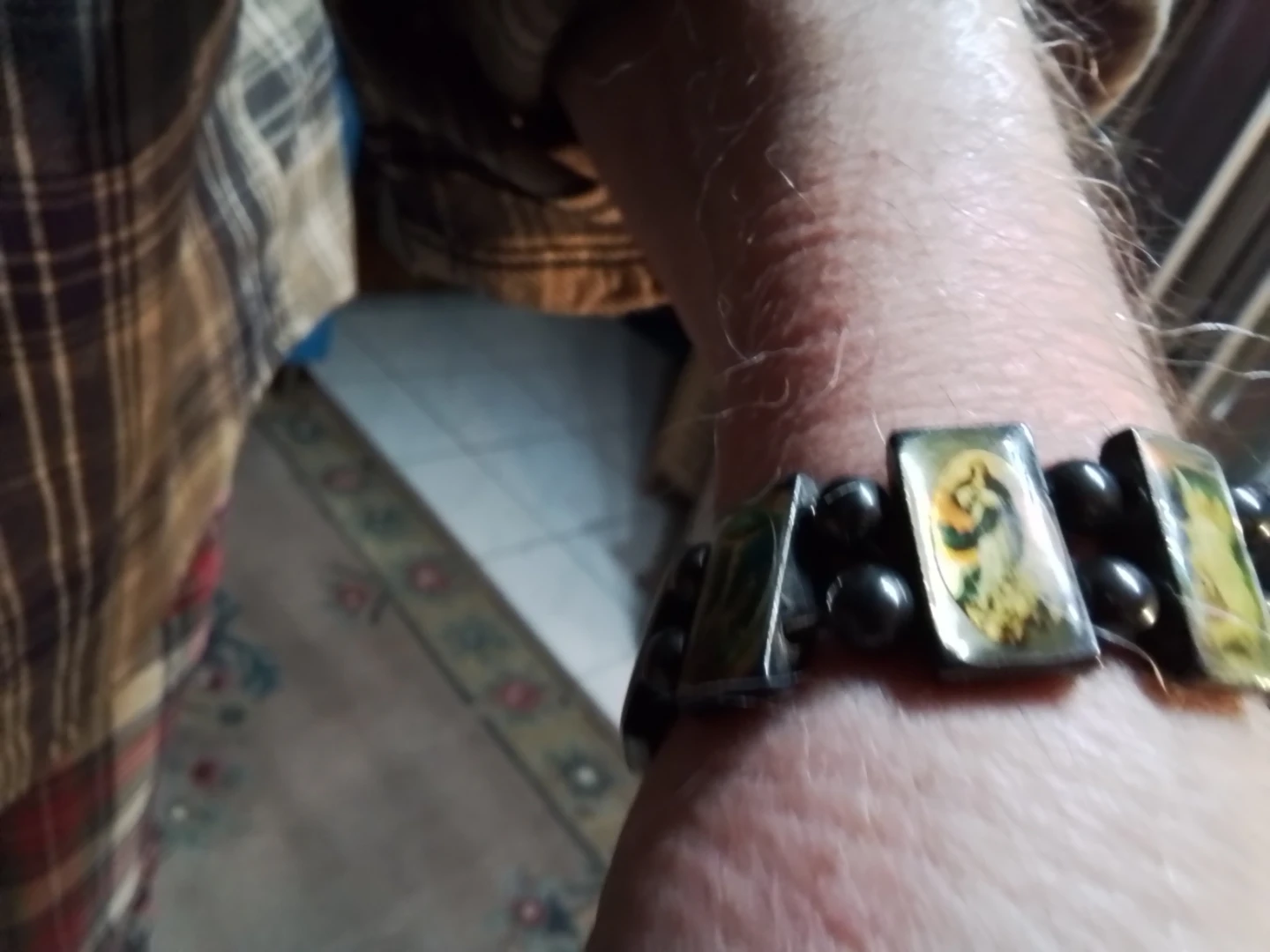 Stretch Religious Icon Bracelet with Black Beads - photo 5