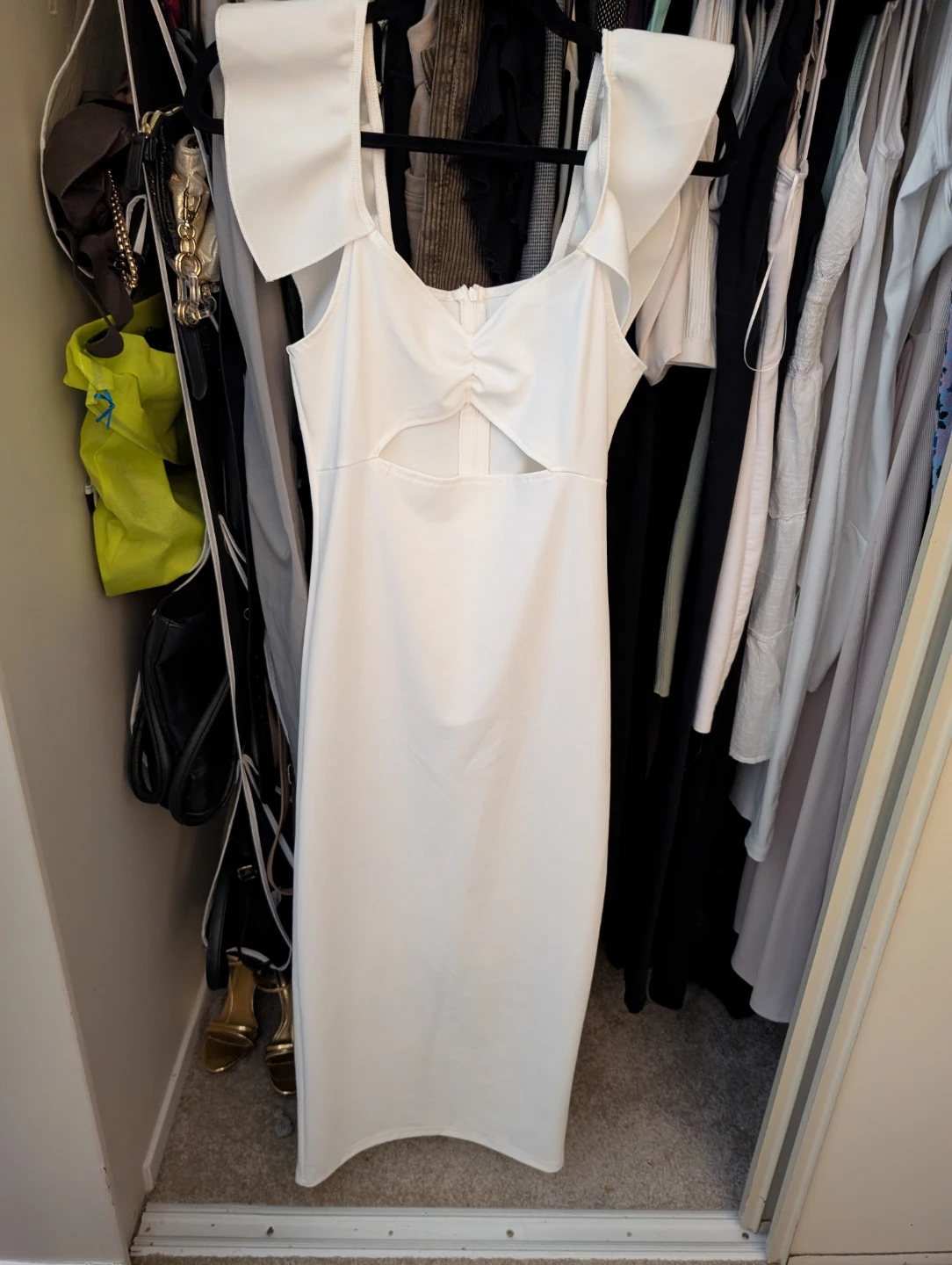 White Maxi Dress with Cutout - photo 2