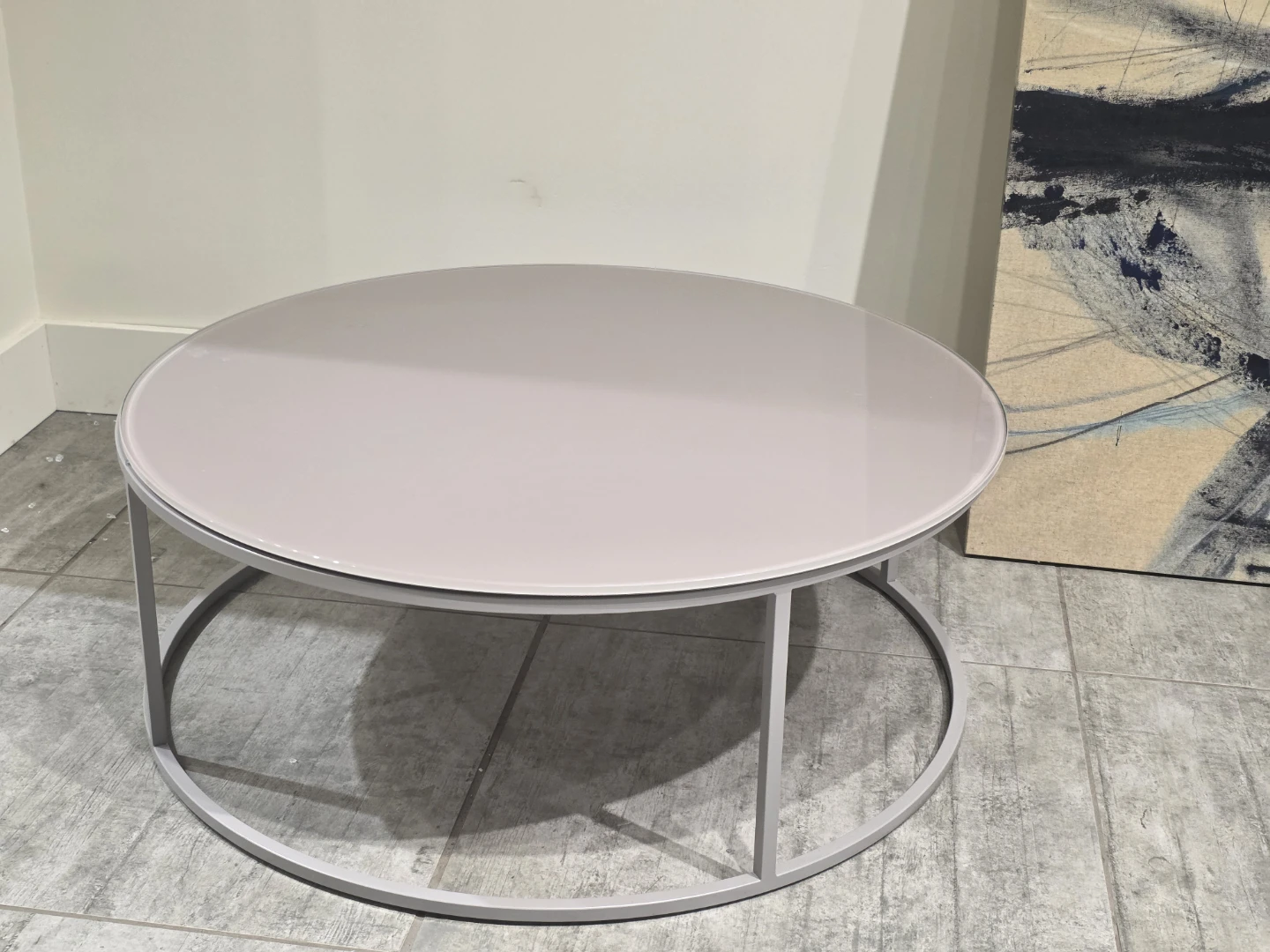 Natuzzi Italia Round Coffee Table with Metal Frame