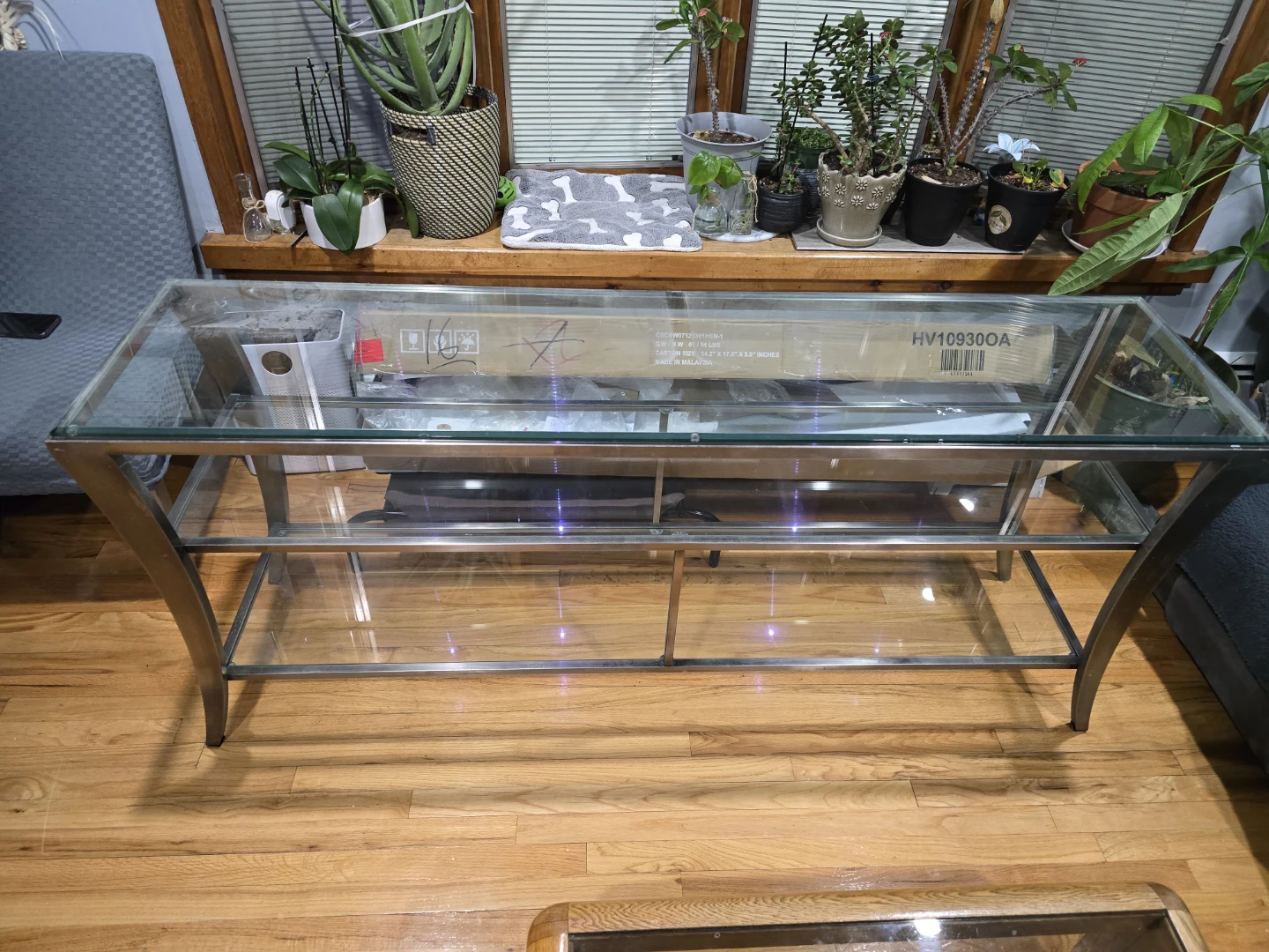 Glass and Metal Console Table - photo 2