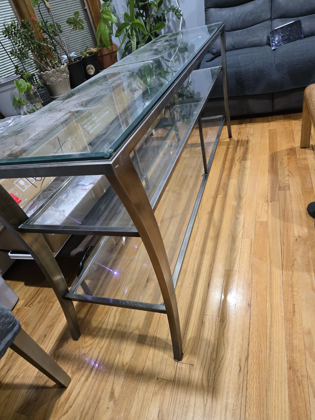 Glass and Metal Console Table - photo 3