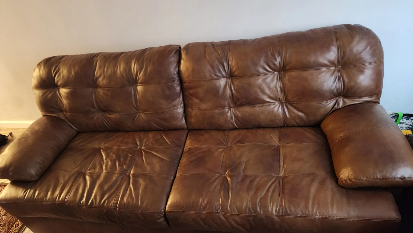 Brown Leather Sofa - photo 2