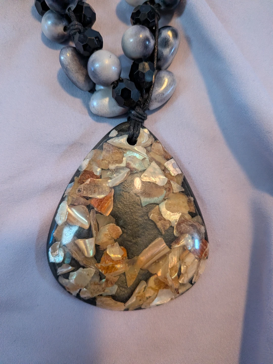 Statement Pendant Necklace with Shell Inlay - photo 5