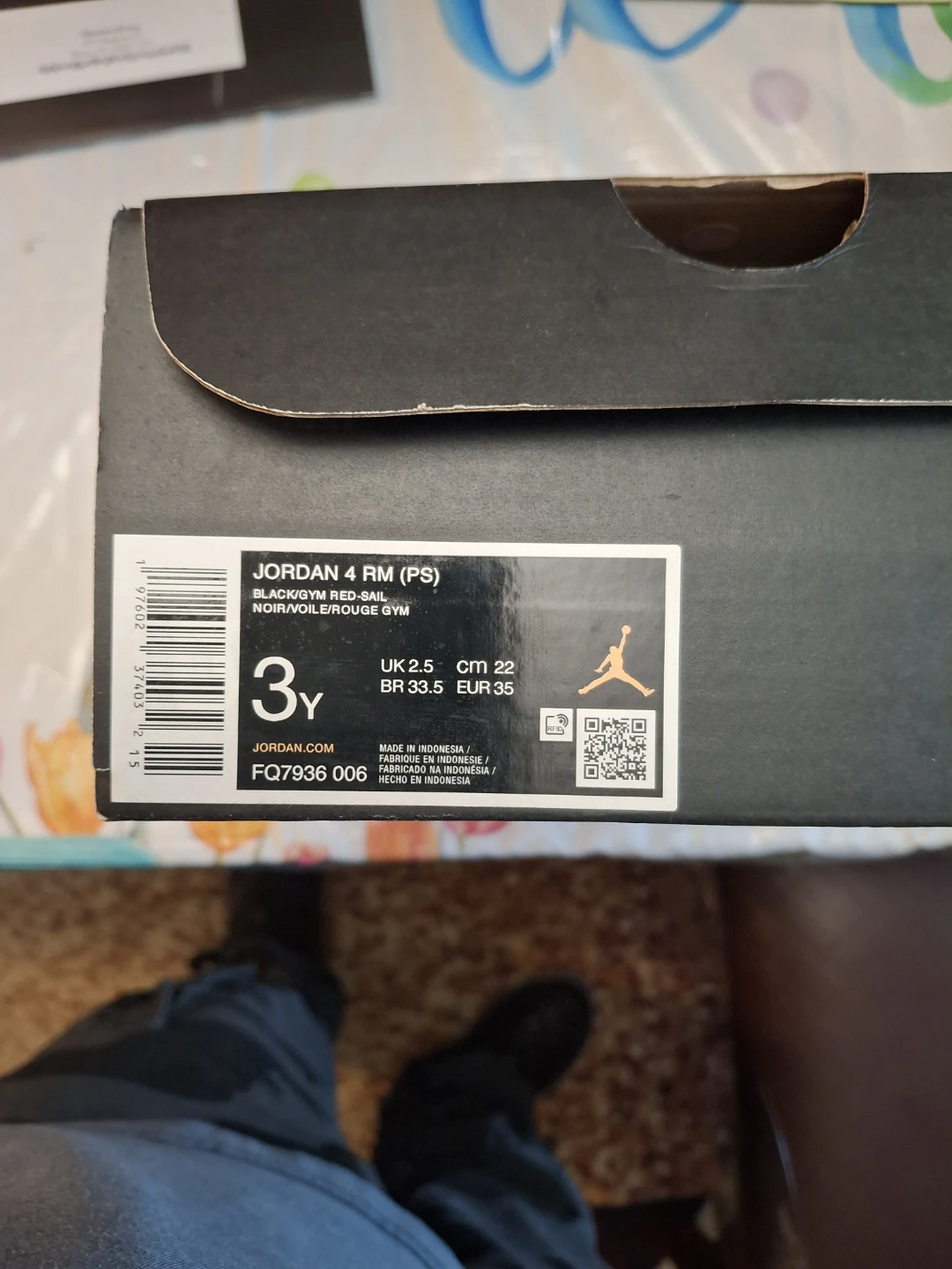 Jordan 4 RM (PS) Kids Shoes Black/Gym Red-Sail Size 3Y - photo 4