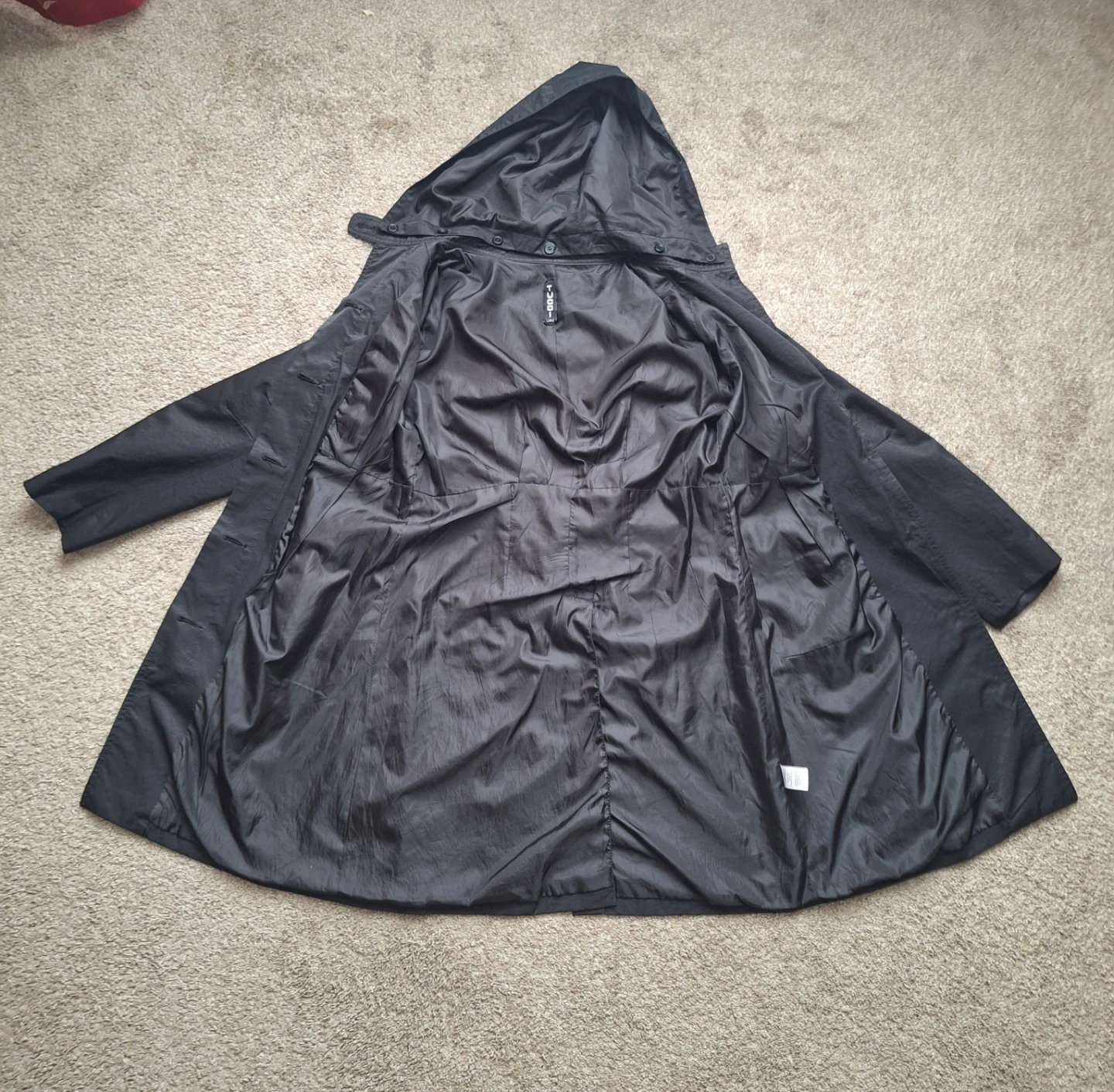 Women’s Black Hooded Trench-Style Coat - photo 2