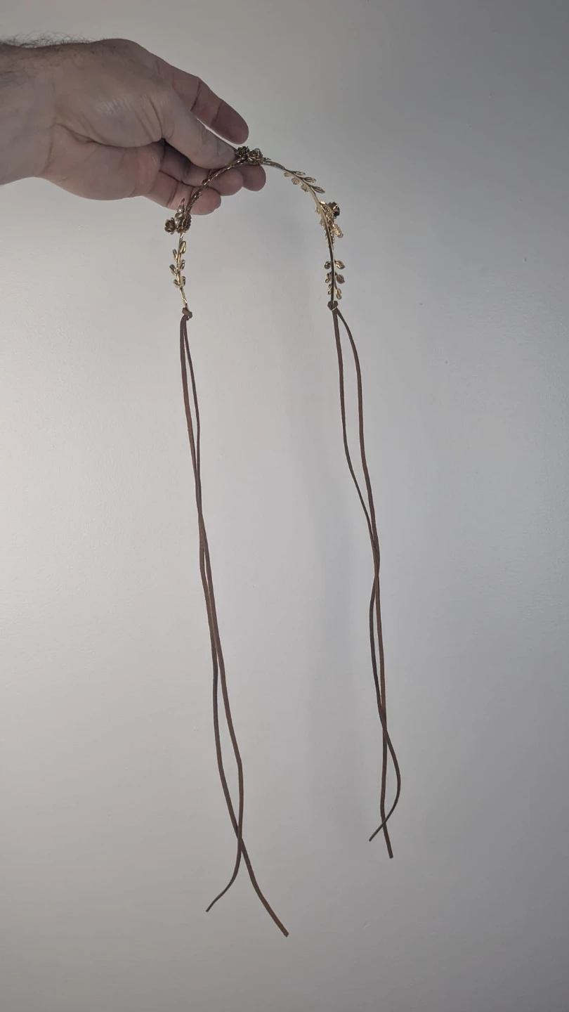 Gold Leaf and Flower Headband with Pearls - photo 5