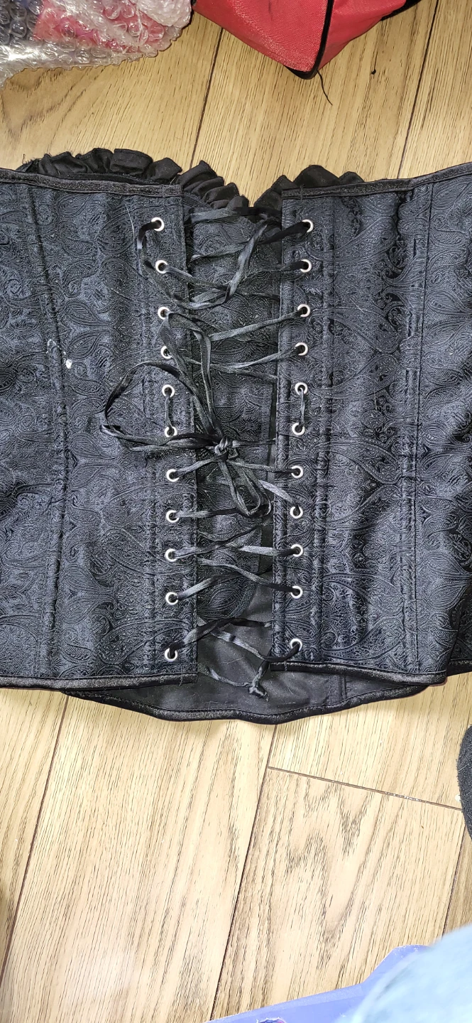 Black Brocade Corset with Lace-up Front - photo 2
