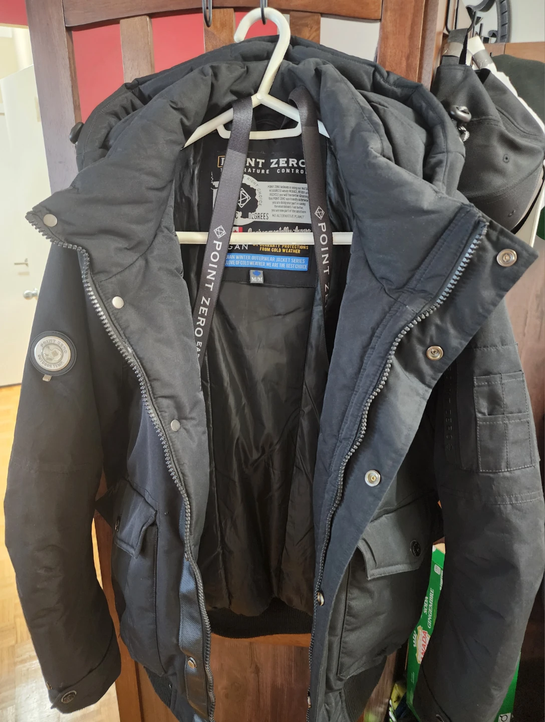 Mens Point Zero Black Winter Jacket - Size M - photo 2