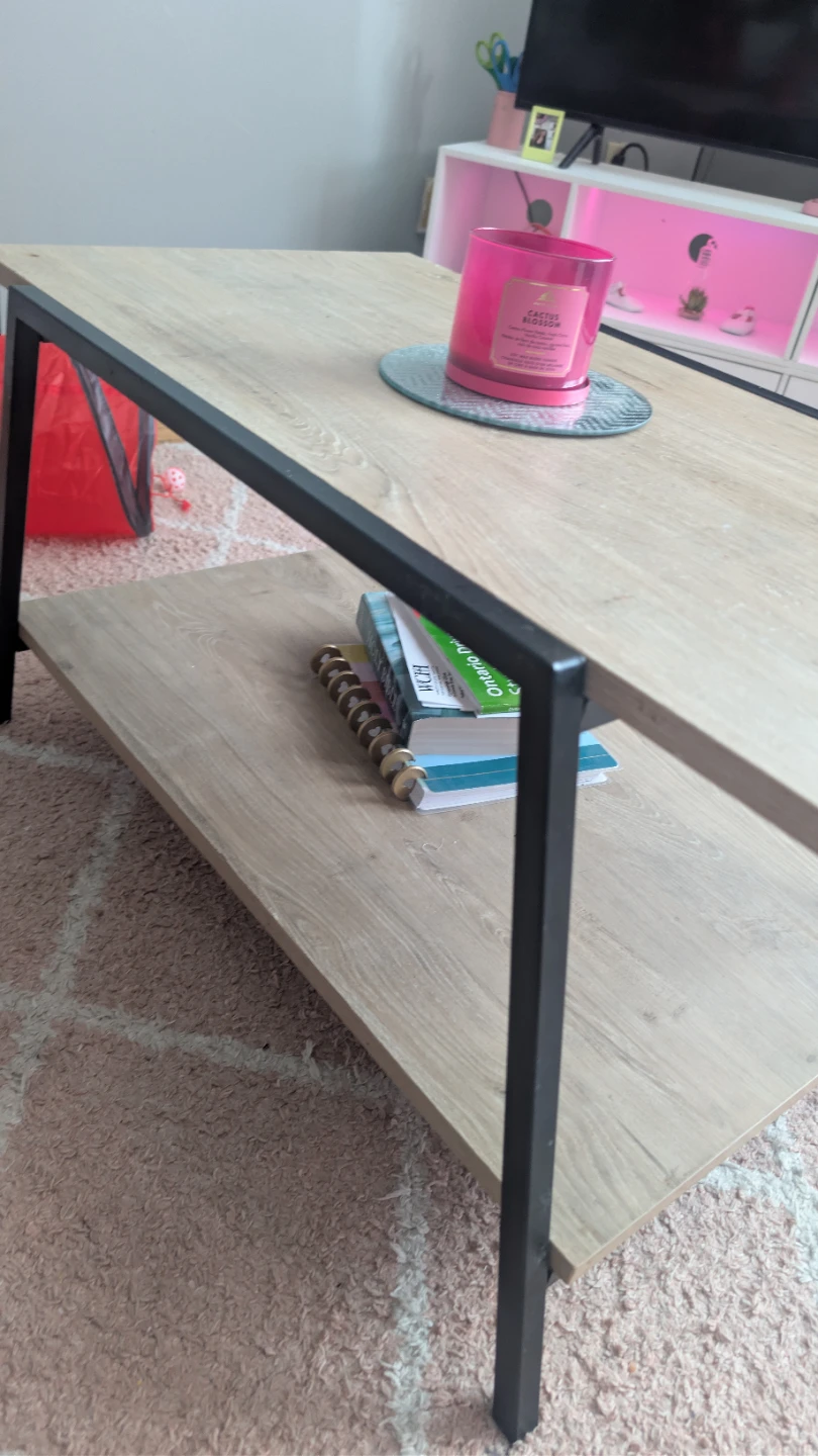 Modern Wood Grain Coffee Table with Shelf - photo 2