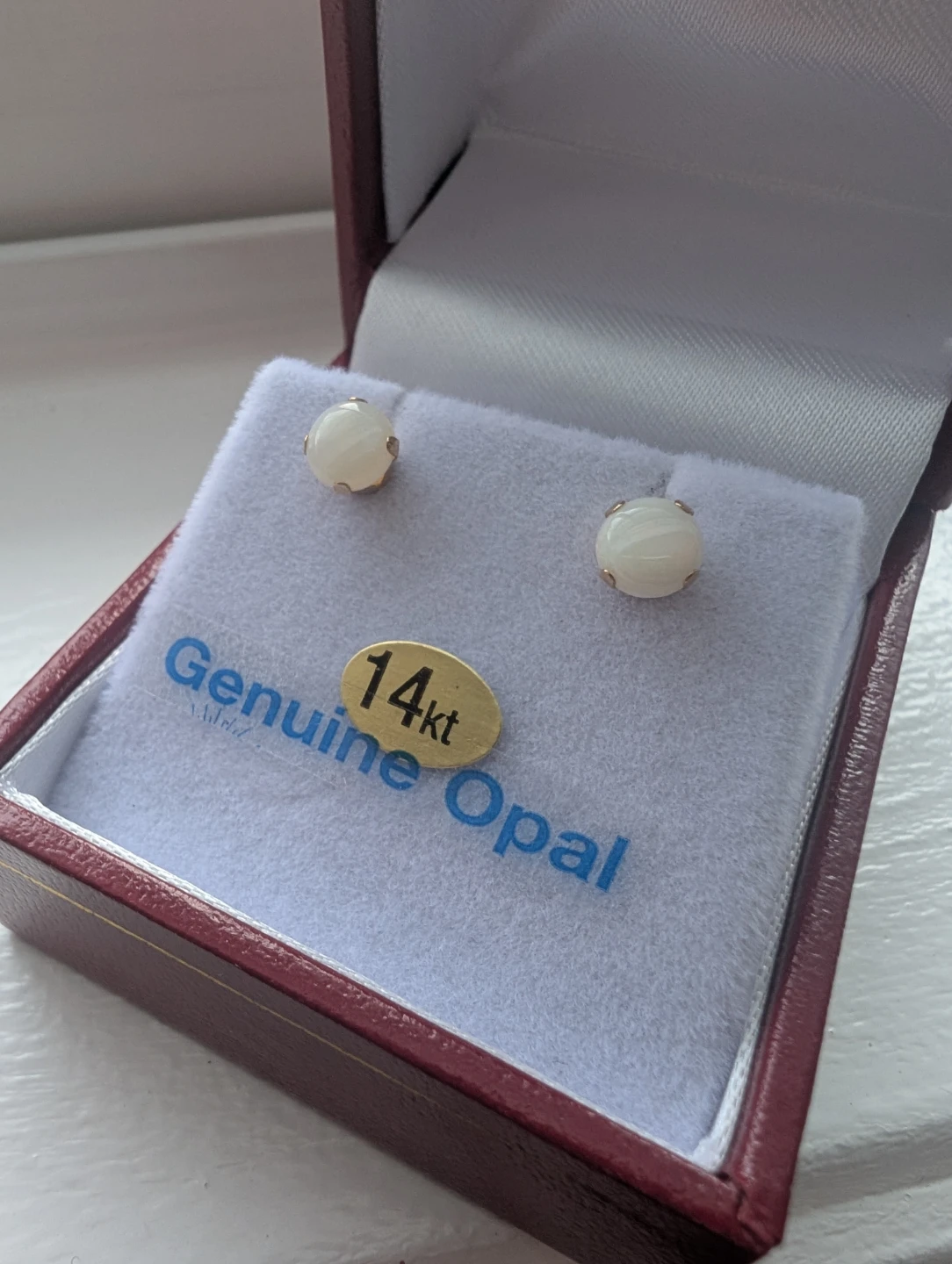 Brand New 14K Yellow Gold Opal Earrings For Sale - photo 2