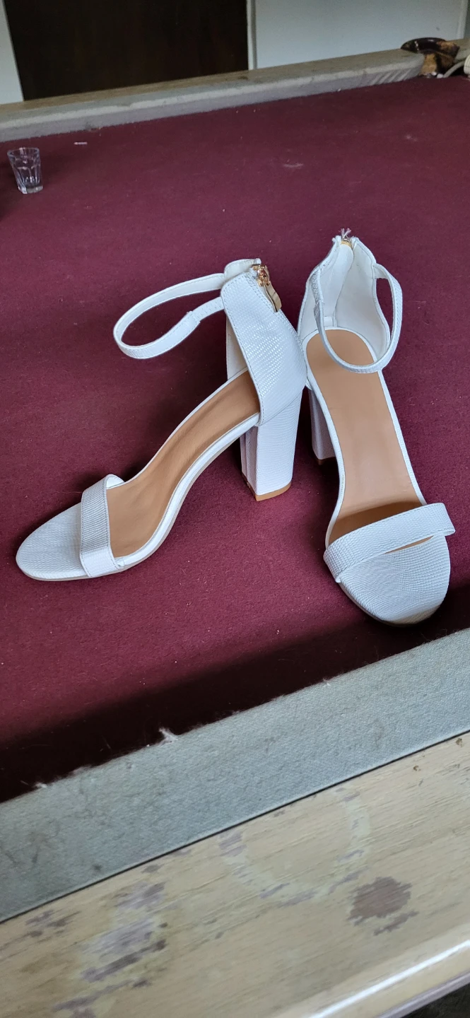 White Ankle Strap Heels - Size 36