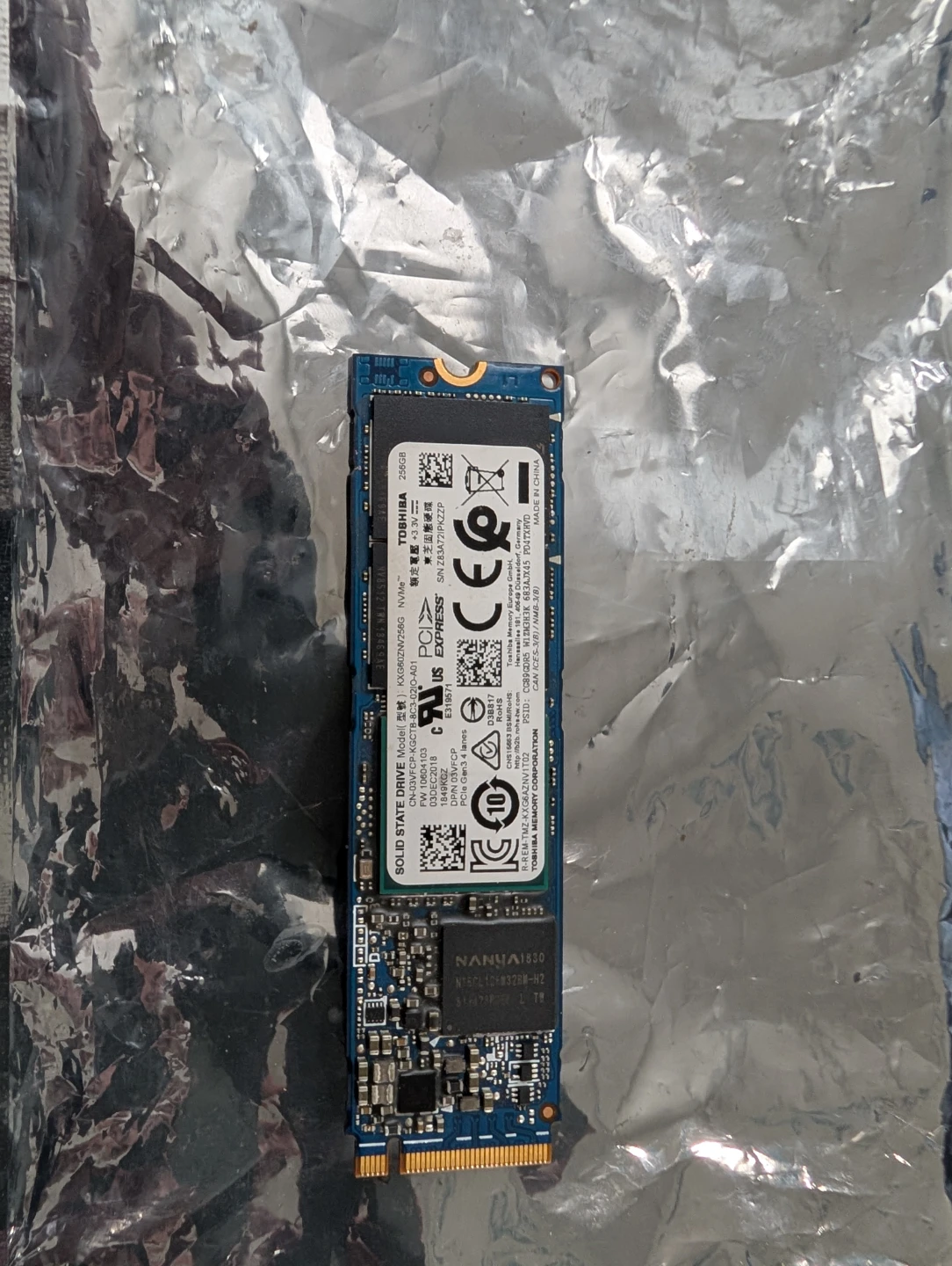 Toshiba 256GB NVMe Solid State Drive