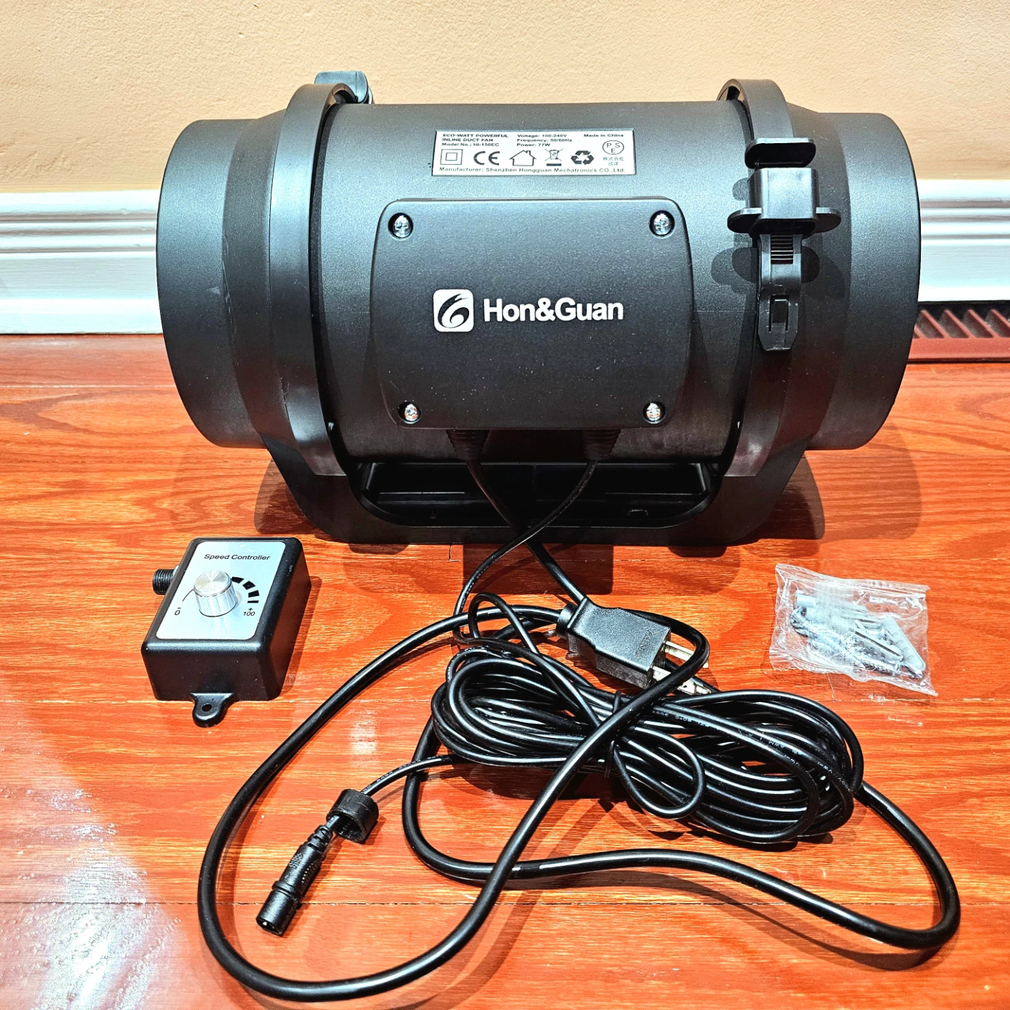 Hon&Guan 6 Inch Inline Duct Booster Fan 469 CFM