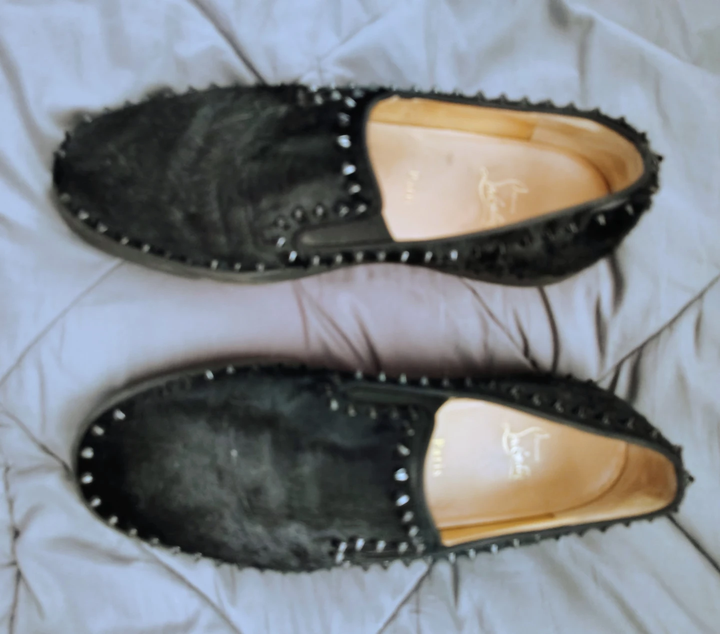 Christian Louboutin Black Pony Hair Spiked Loafers - photo 2