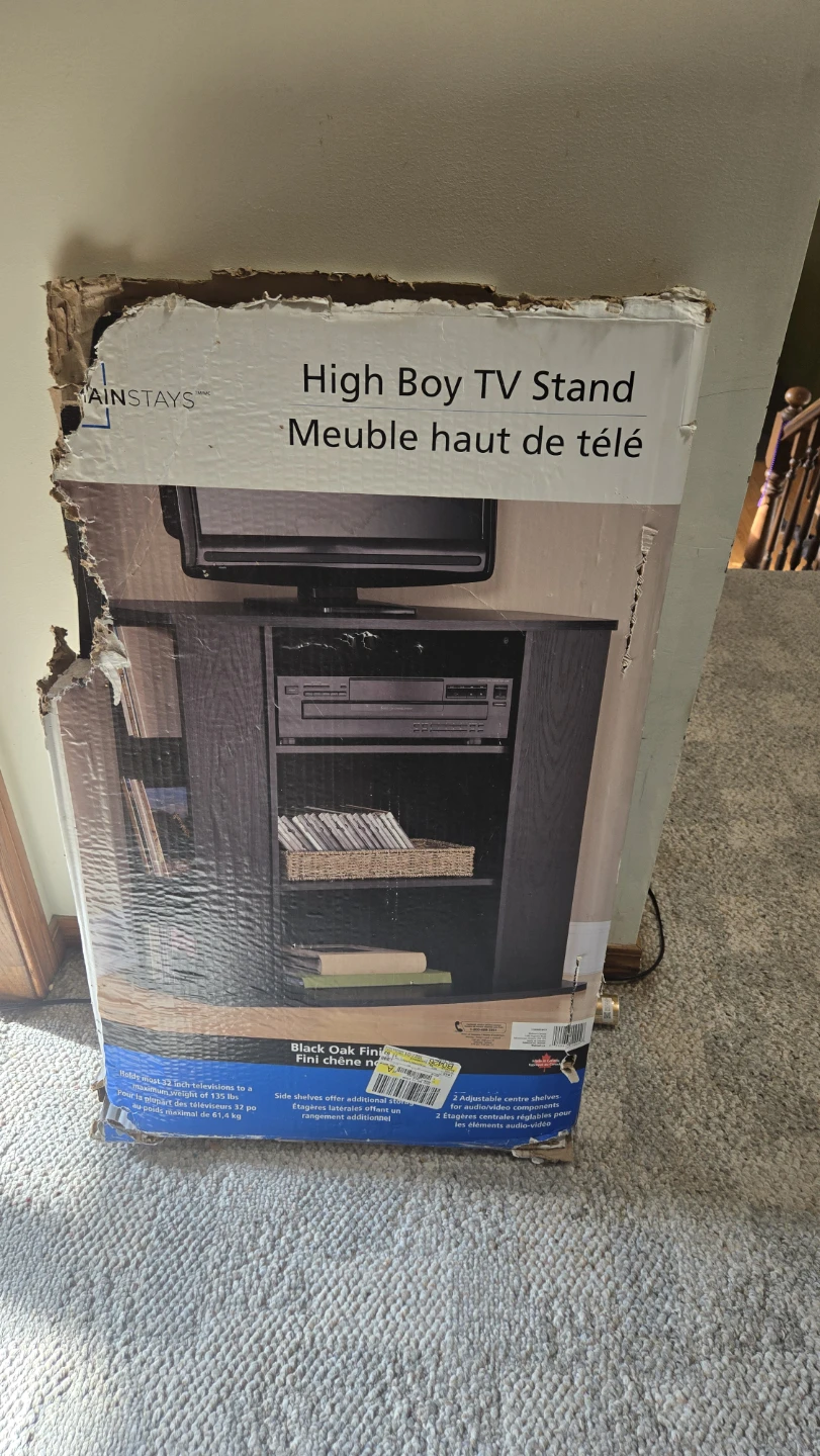 Mainstays High Boy TV Stand - Black Oak Finish
