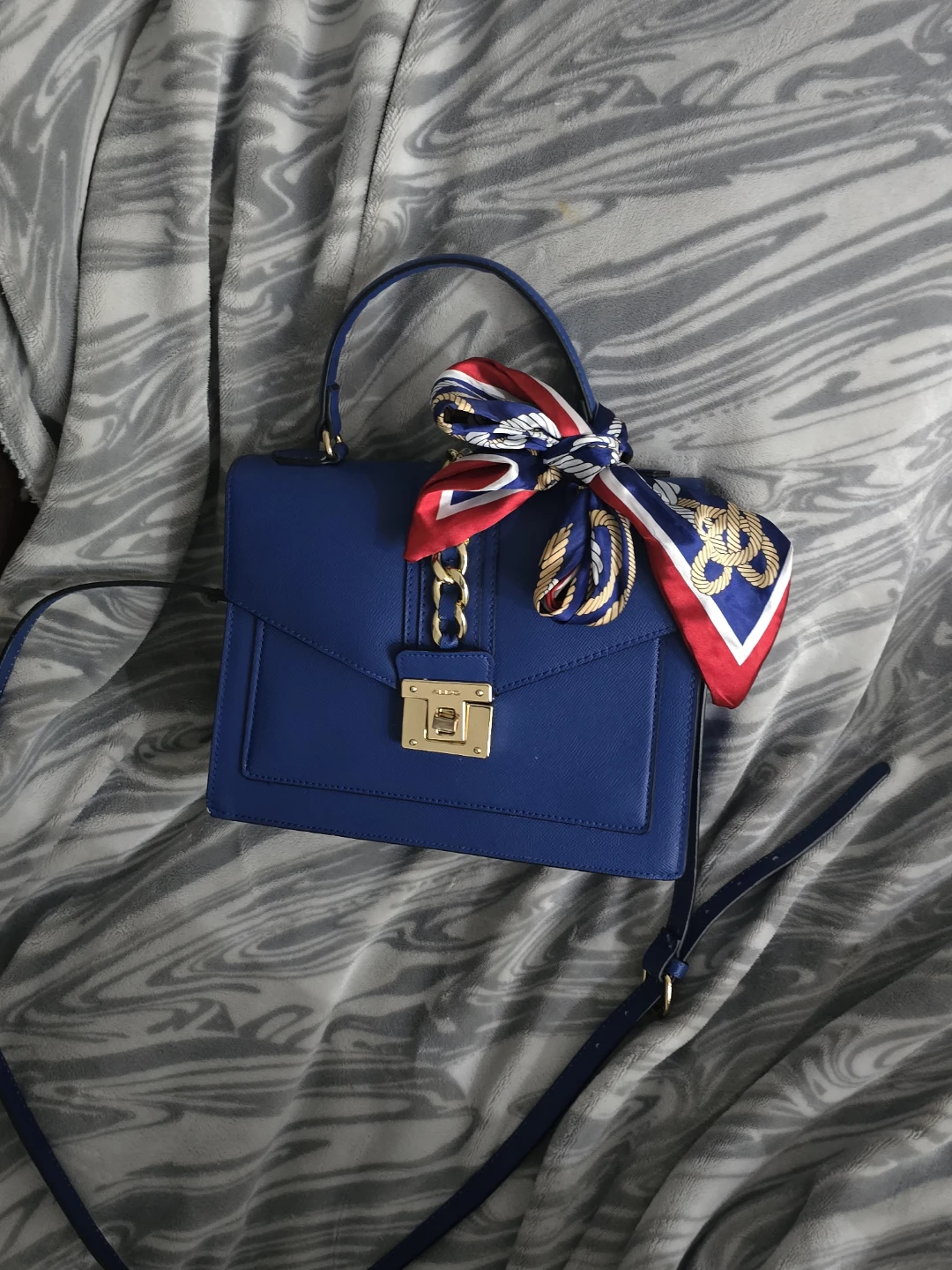 Aldo Blue Purse with Scarf