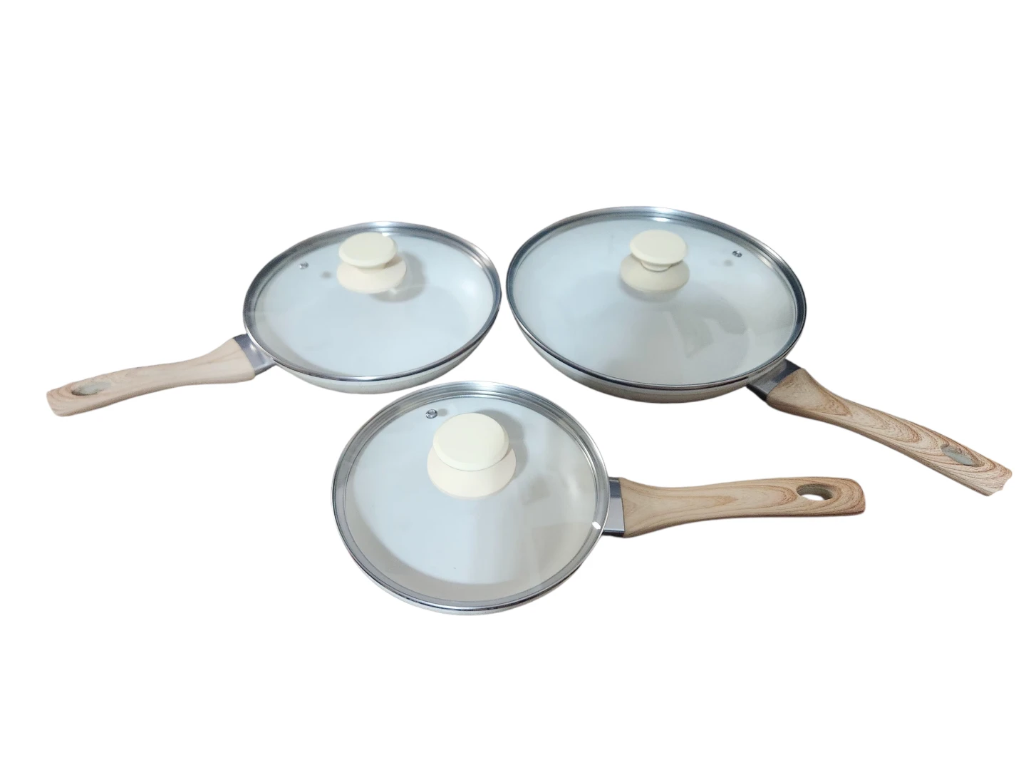 3-Piece Non-Stick Frying Pan Set with Lids