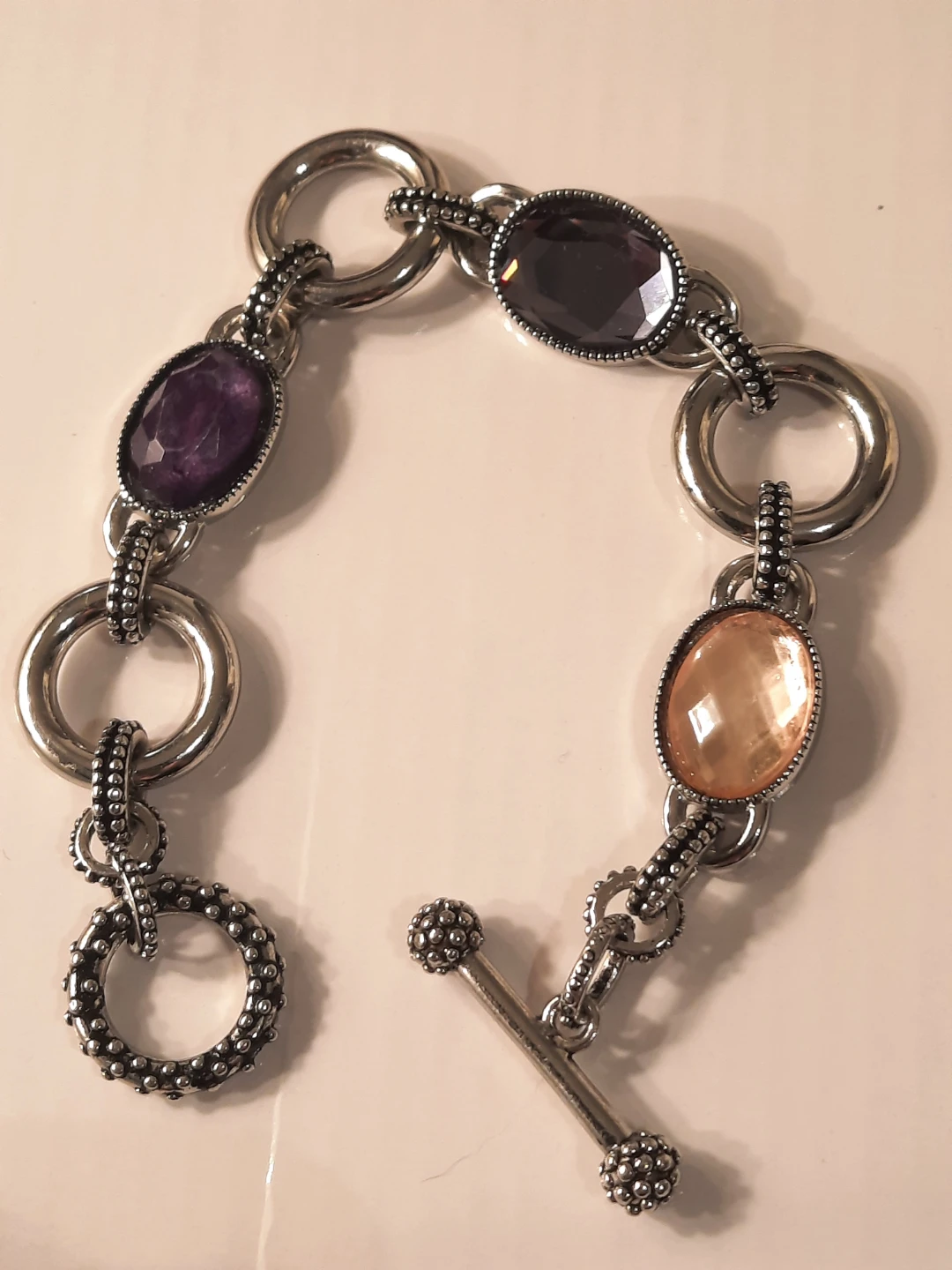 Silver-tone Bracelet with Gemstones