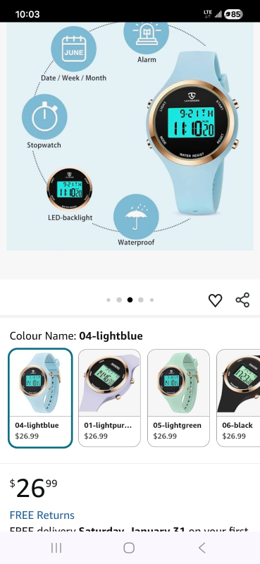 Light Blue Digital Watch