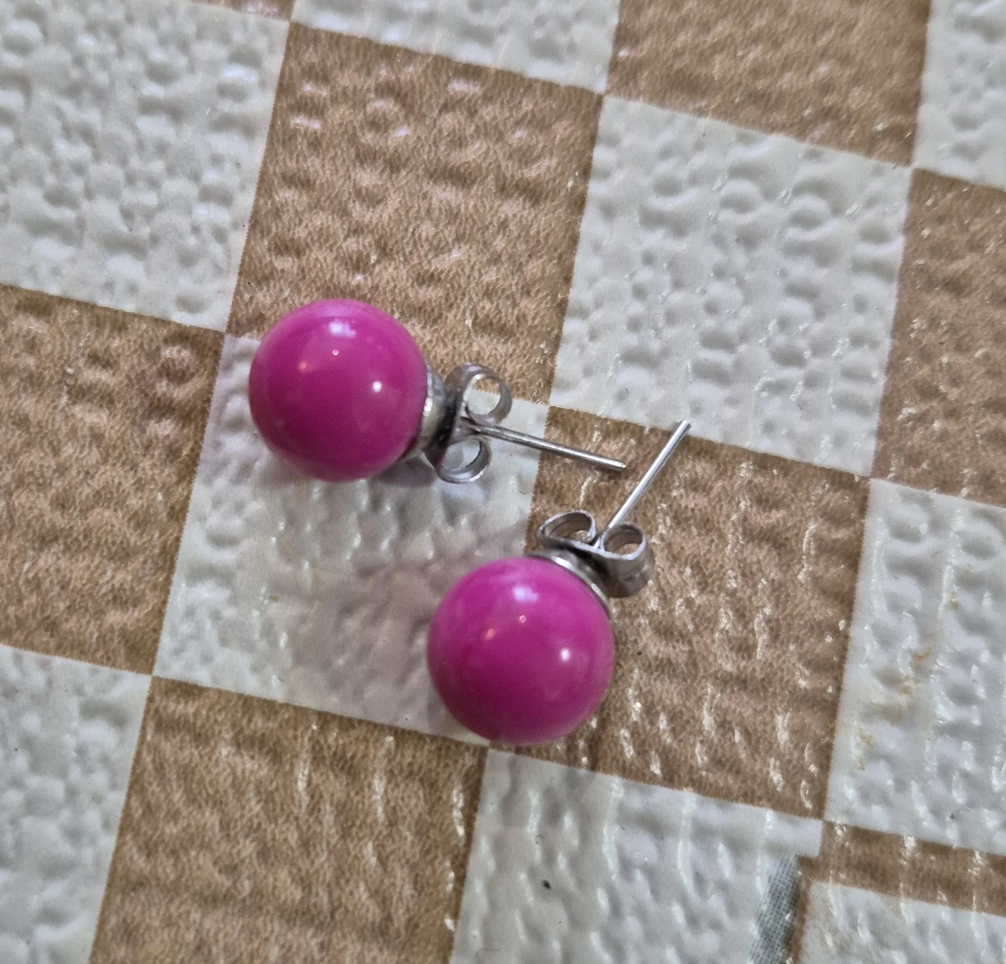 Pink Ball Stud Earrings