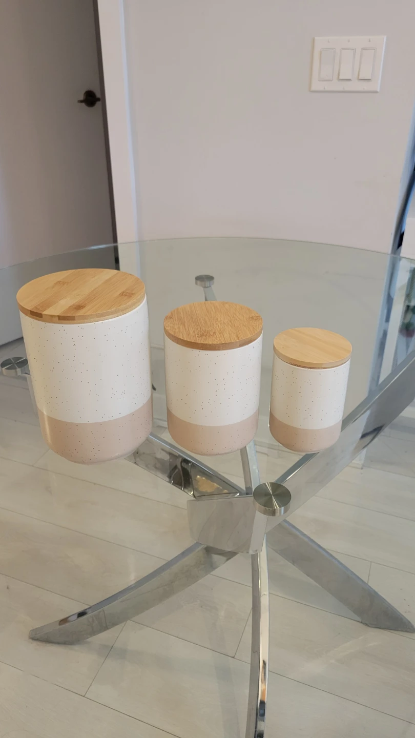 Brand New Ceramic Canister Set with Bamboo Lids
