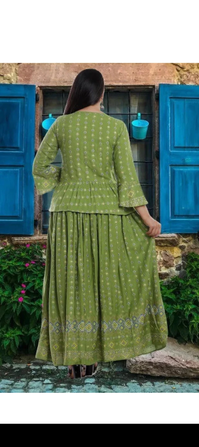 Green Printed Peplum Skirt Outfit - photo 4