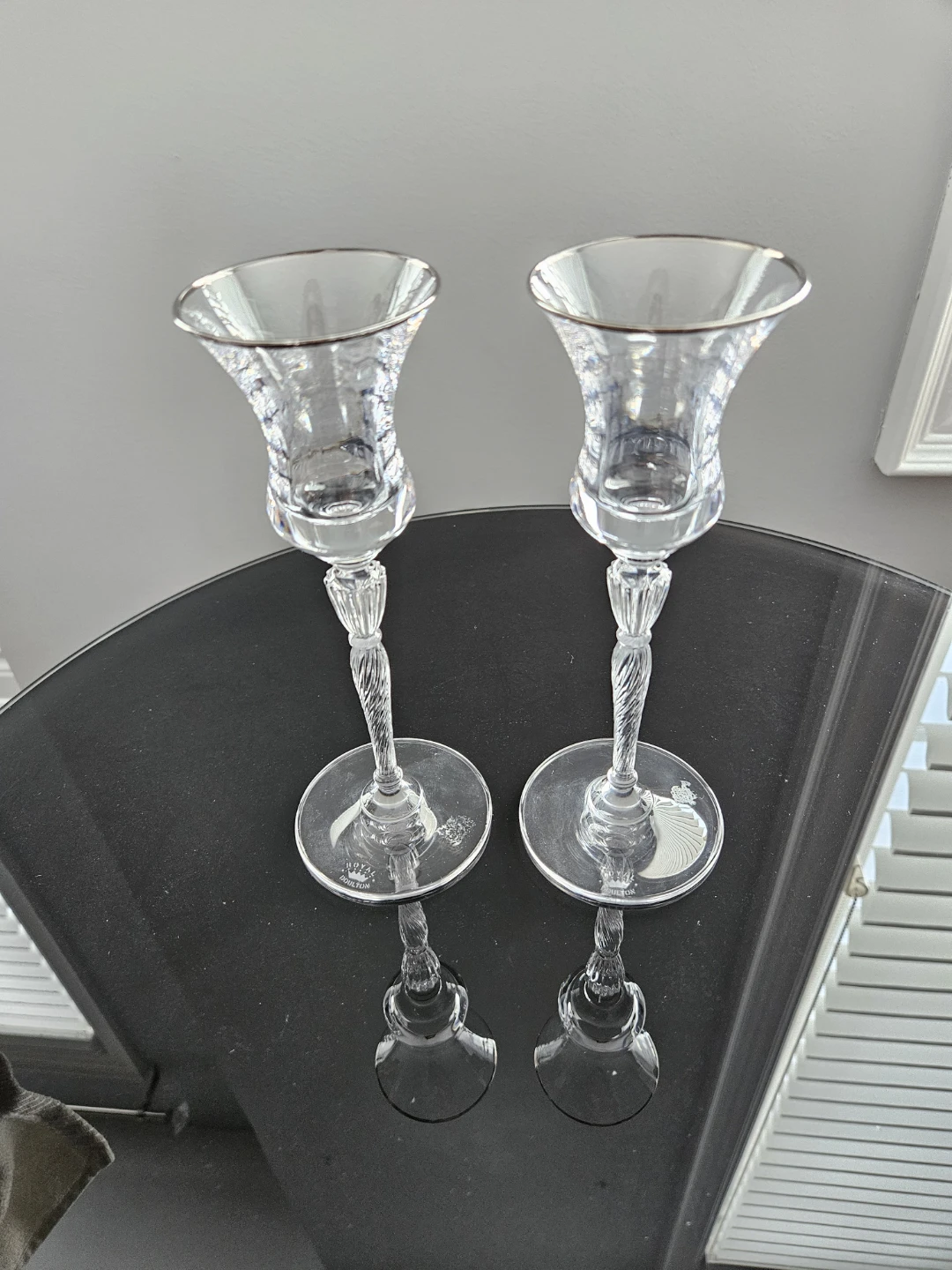 2 Crystal Royal Dalton Candle Stick Holders