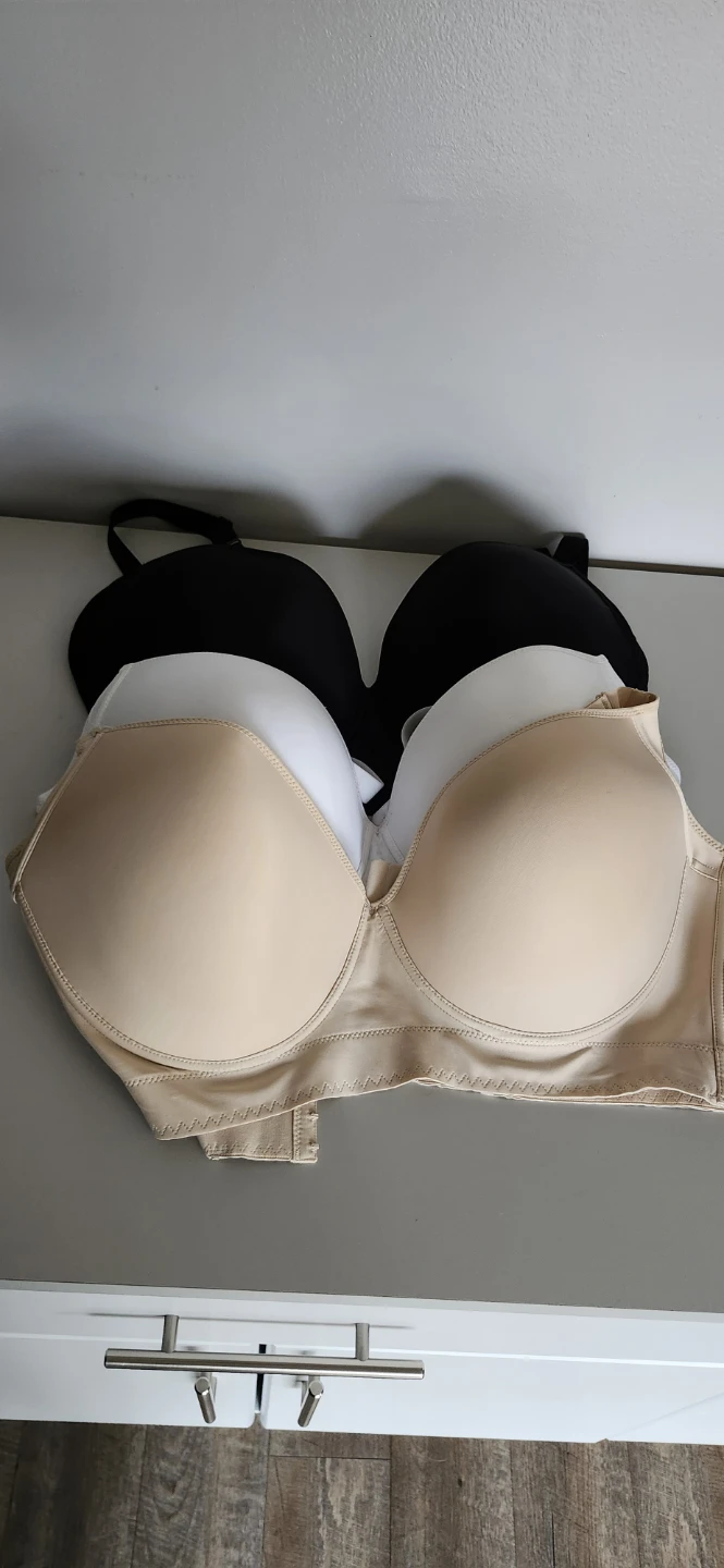 3 Pack Convertible Strapless Bras - Black, White, Beige