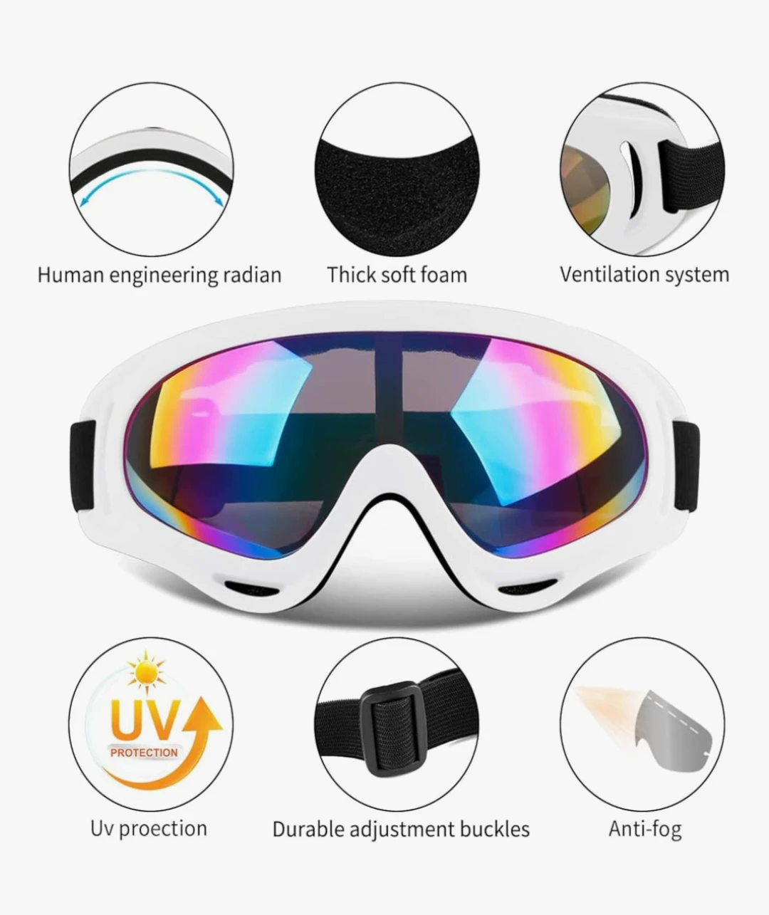 A Set of 2 COOLOO Ski Snowboard Goggles UV Protection Anti-Fog - photo 3