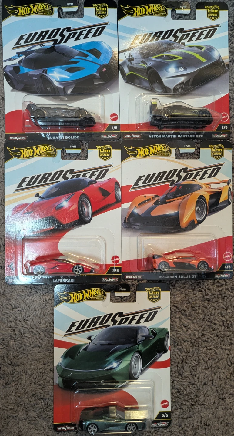 Hot Wheels Car Culture EuroSpeed Series Diecast Cars (Set of 5)