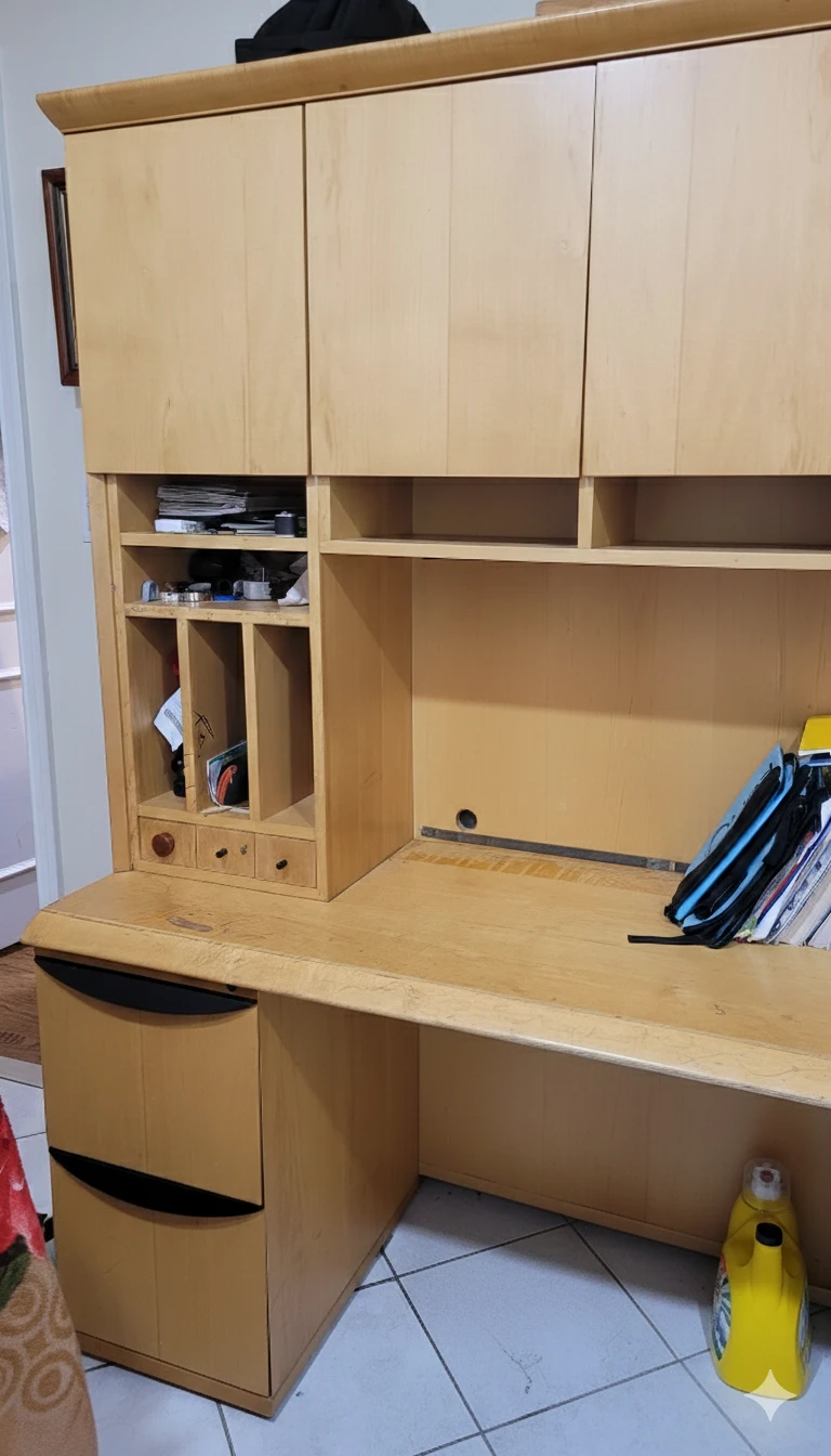 Pine Wooden Desk with Hutch - photo 3