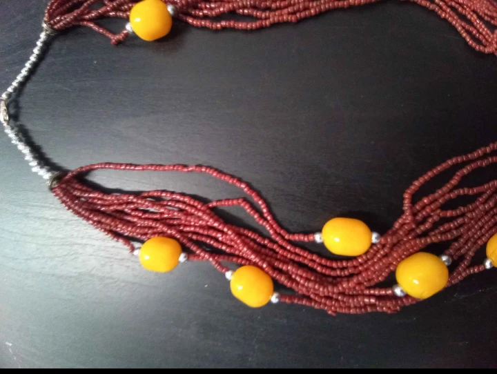 Layered Beaded Necklace with Yellow Accent Beads - photo 5