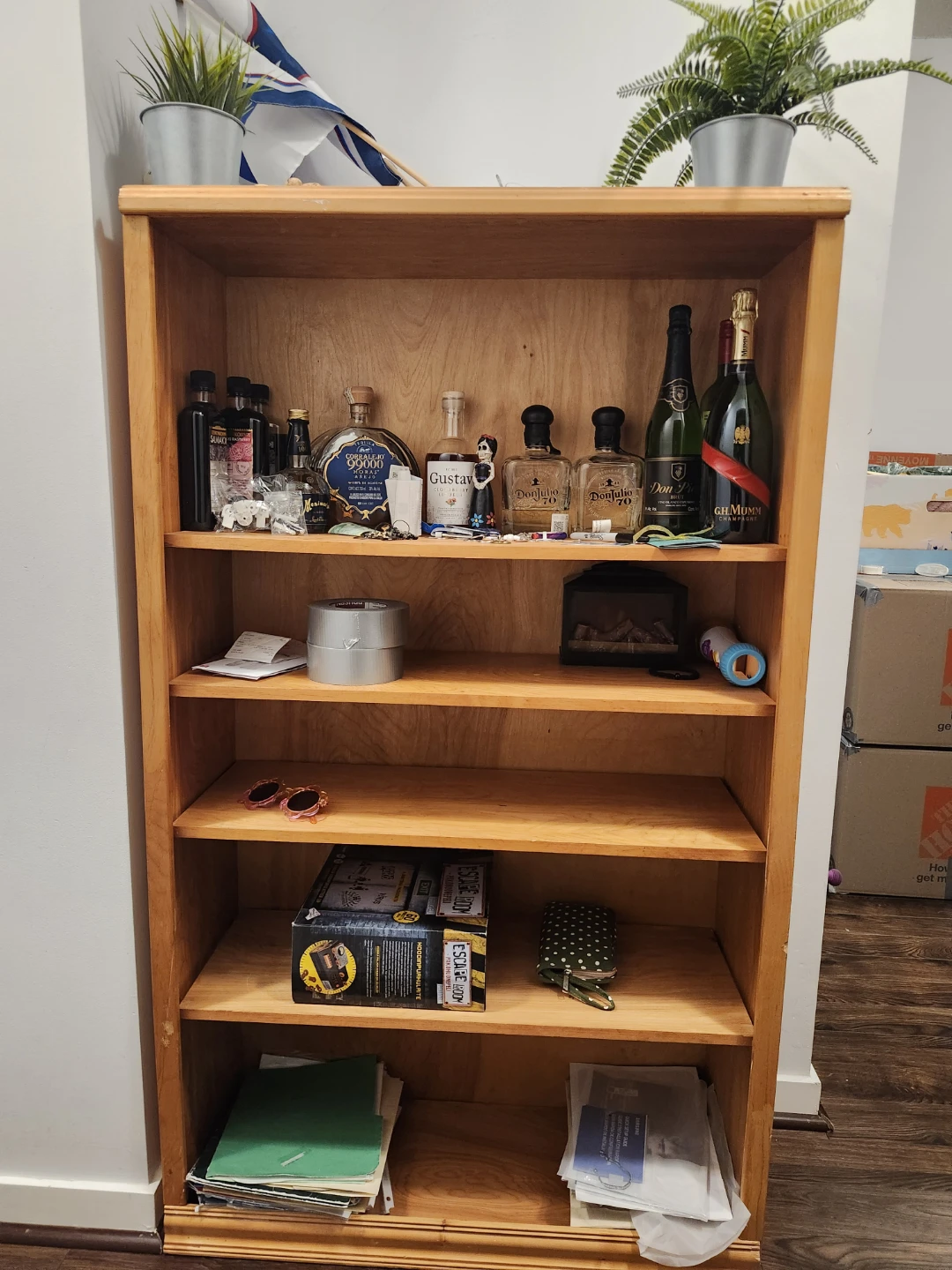 Wooden bookshelf