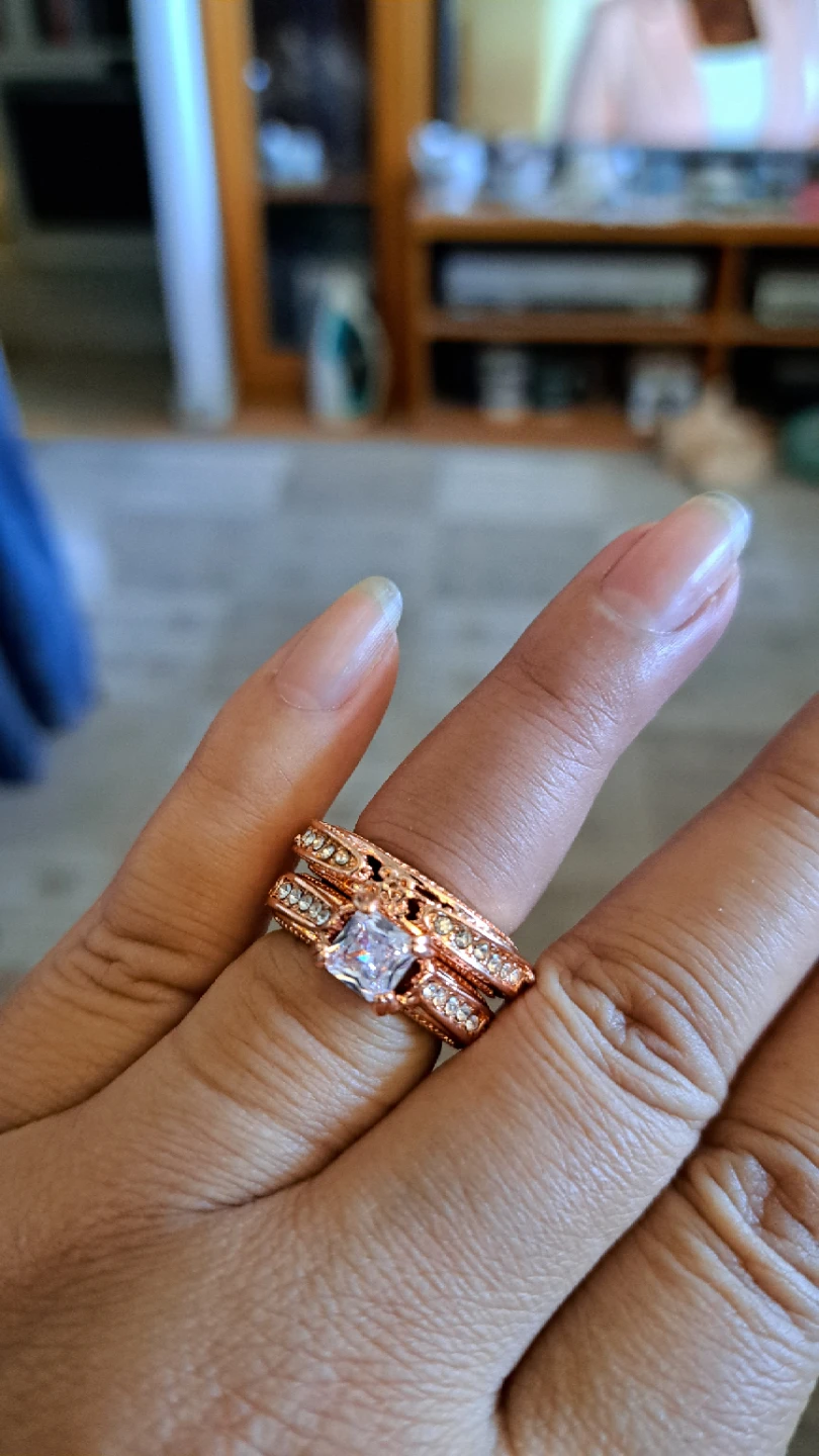 Rose Gold coloured Bridal Ring Set - photo 3