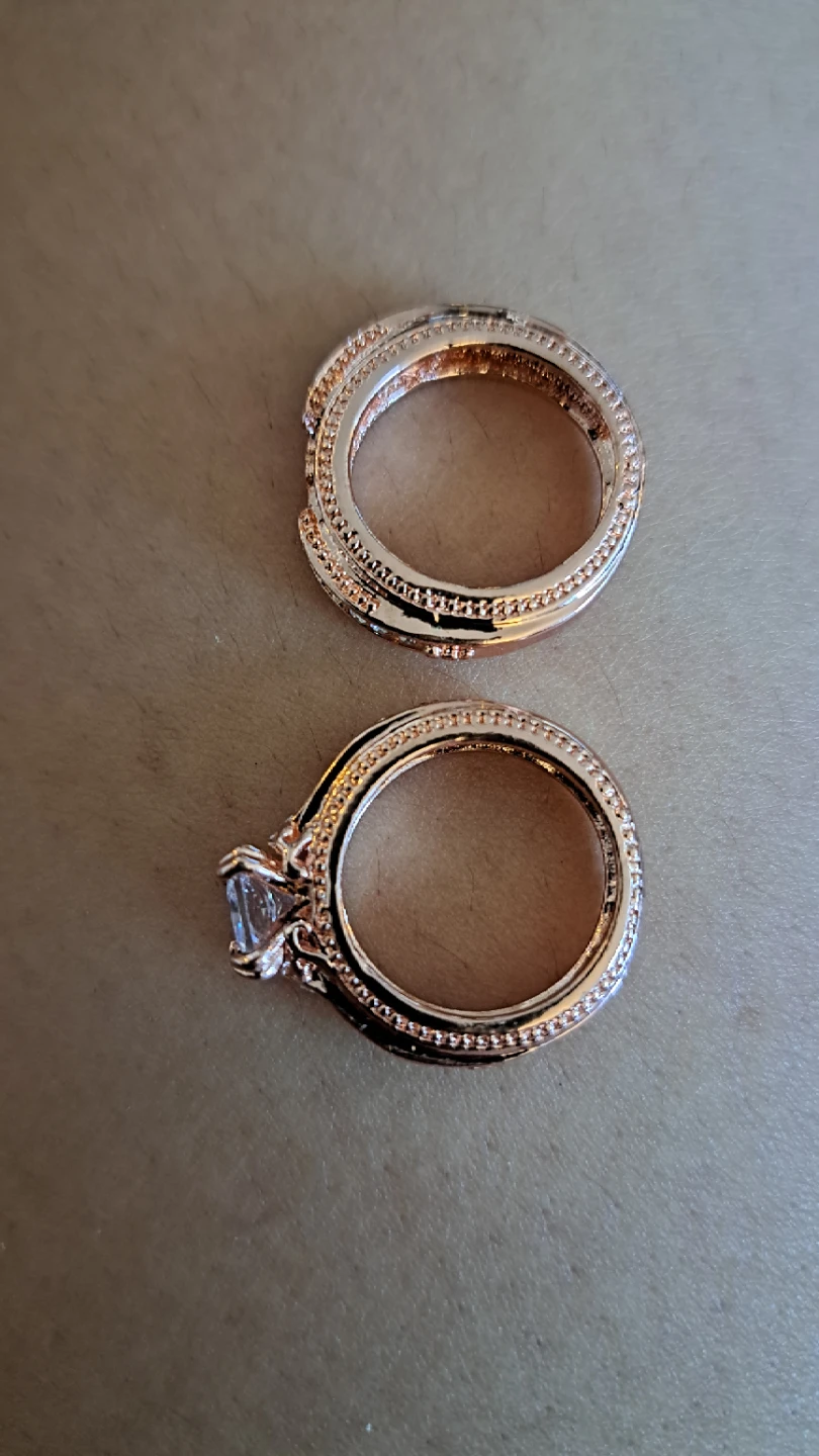 Rose Gold coloured Bridal Ring Set - photo 4