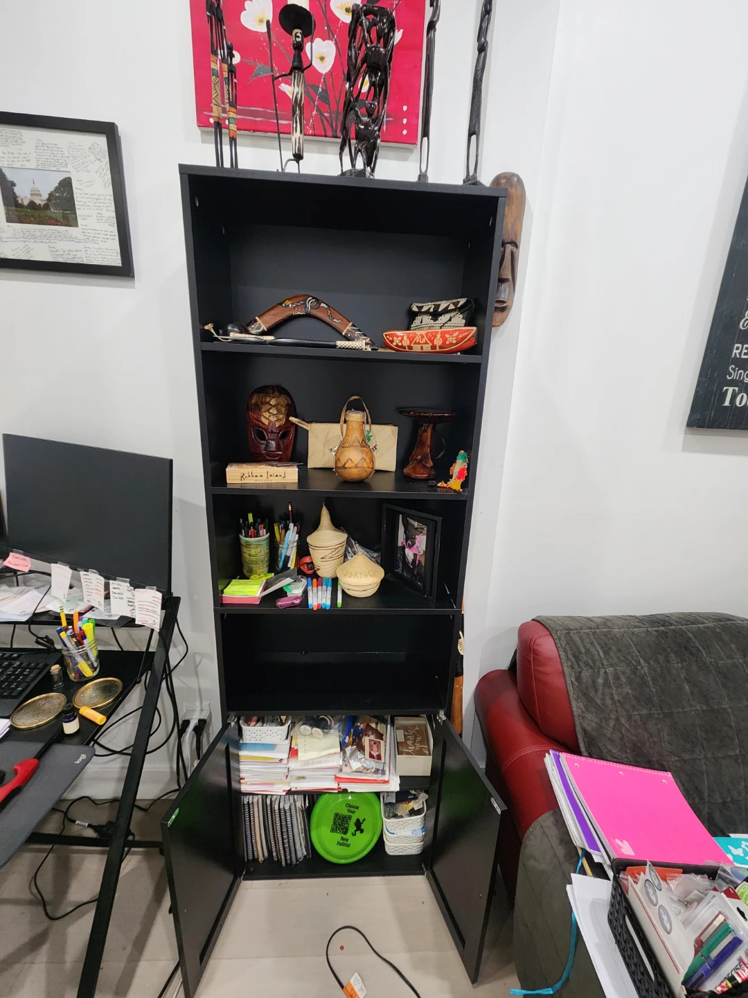 Black Multi-Shelf Bookcase with Cabinet - photo 3